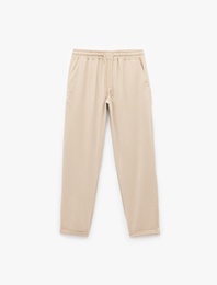 Viskon Cep Detaylı Rayon Tapered Beli Bağcıklı Pantolon