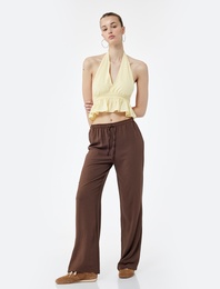 Aerobin Kumaş Geniş Paça Beli Bağcıklı Pantolon