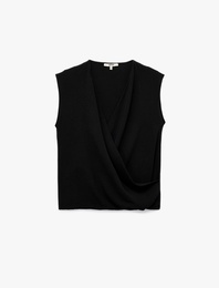 Aerobin Kumaş Kruvaze Kolsuz Bluz