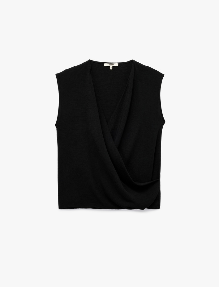  Aerobin Kumaş Kruvaze Kolsuz Bluz