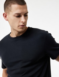 Regular Fit Modal Karışımlı Kısa Kollu Bisiklet Yaka Spor Tişört