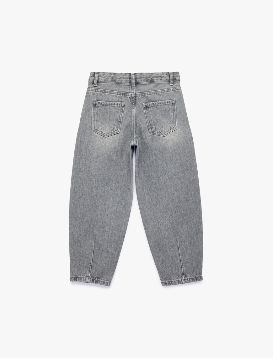 Koton Pamuklu Yıpratılmış Detaylı Balon Form Denim Pantolon