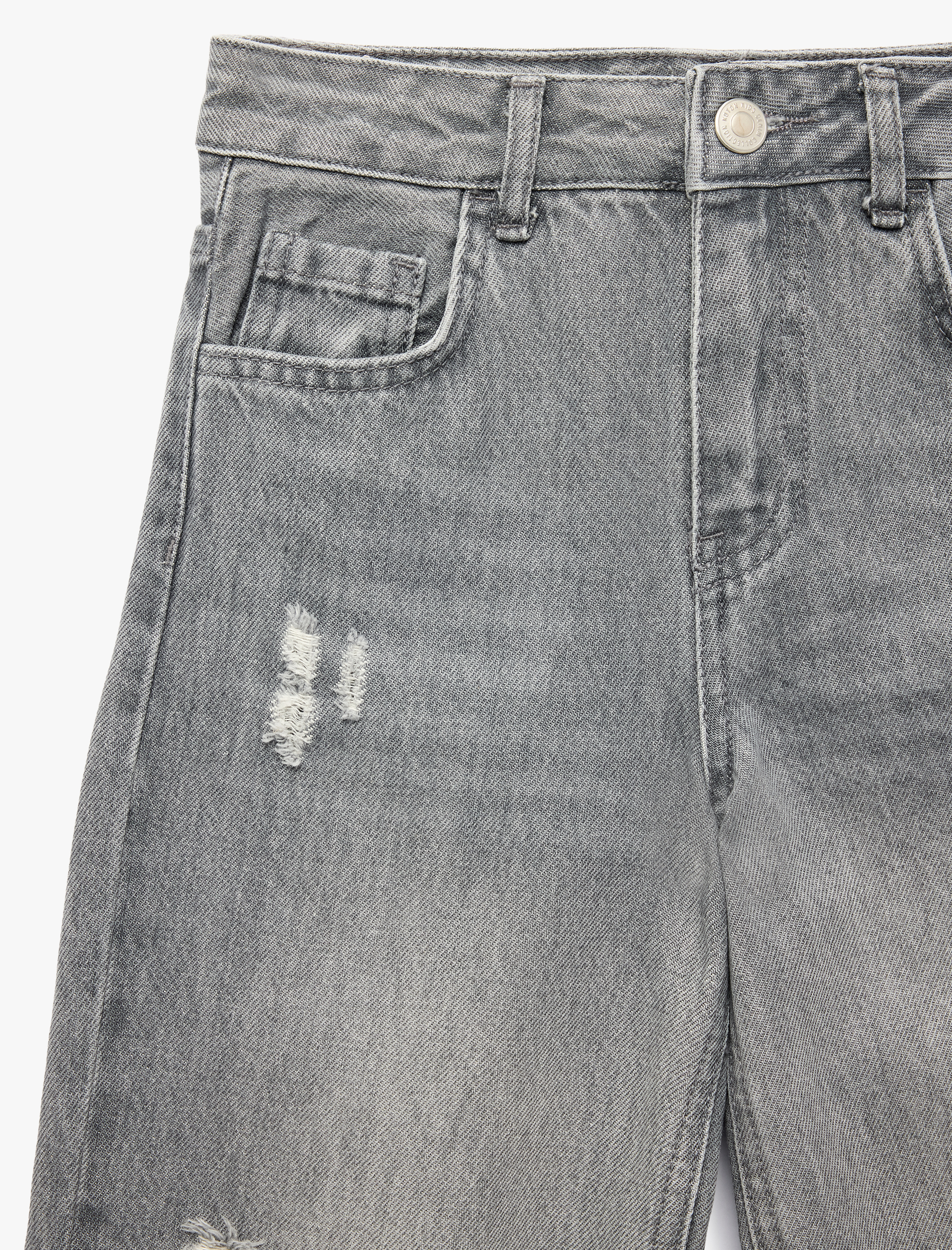  Kız Çocuk Pamuklu Loose Fit Normal Paça Balon Form Denim Pantolon