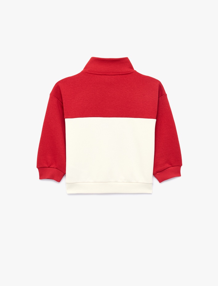 Erkek Bebek Uzun Kollu Renk Bloklu Dik Yaka Sweatshirt