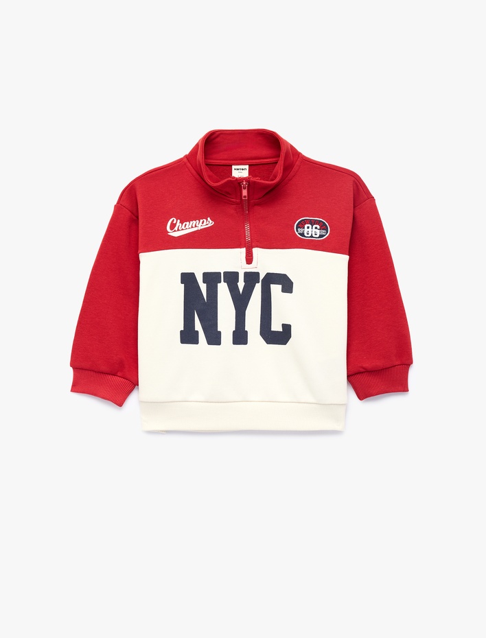 Erkek Bebek Uzun Kollu Renk Bloklu Dik Yaka Sweatshirt