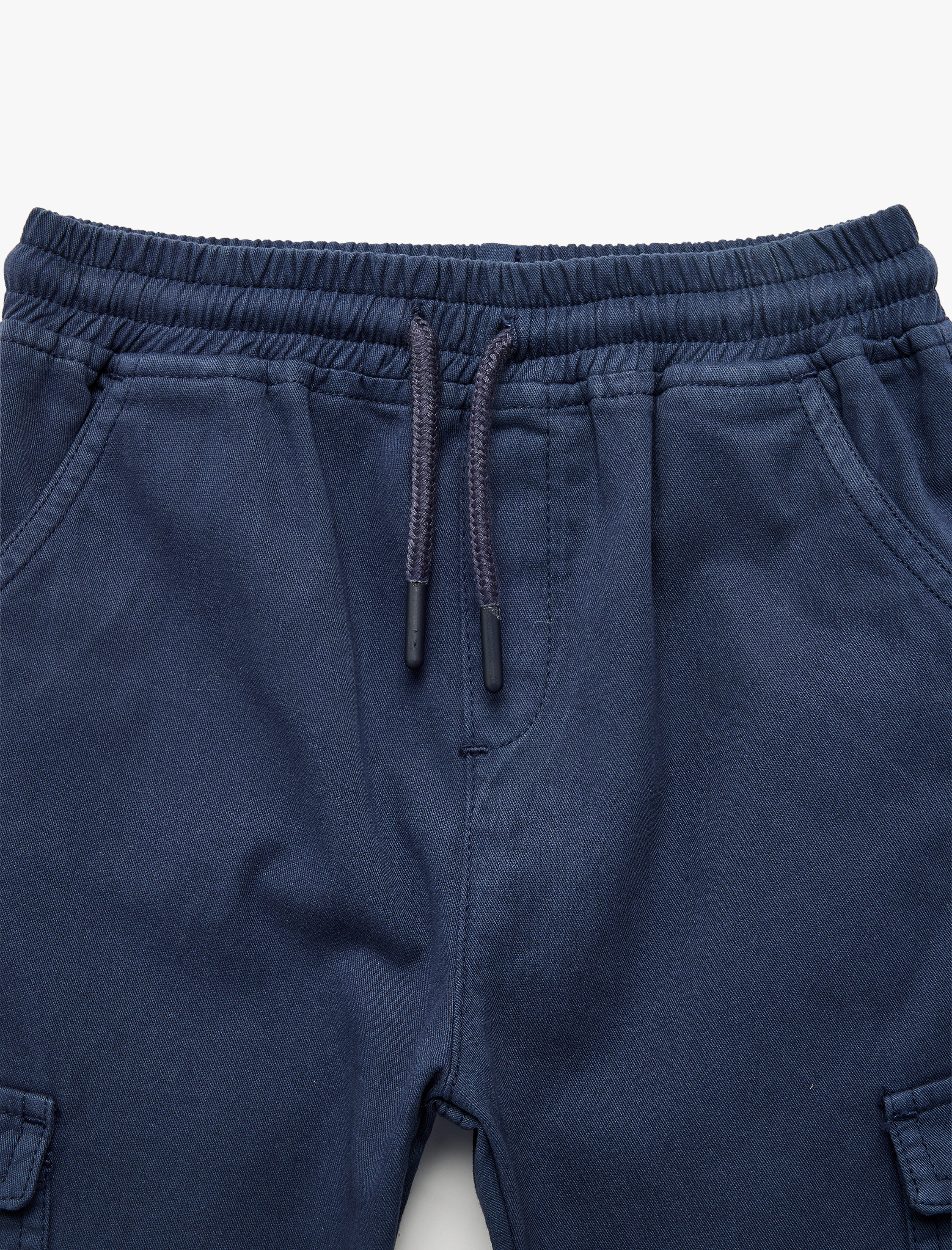  Erkek Bebek Pamuklu Beli Bağcıklı Gabardin Kargo Pantolon