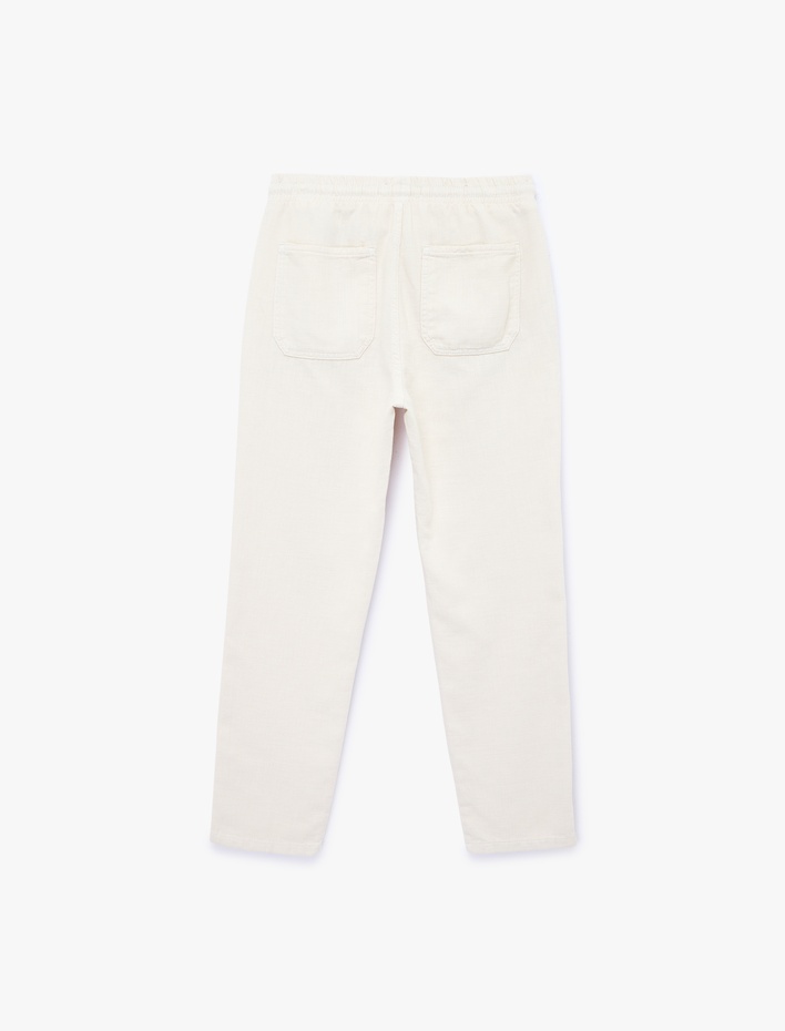  Regular Fit Pamuklu Cepli Beli Bağcıklı Pantolon