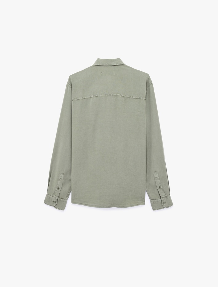  Regular Fit Düğmeli Uzun Kollu Klasik Yaka Gömlek