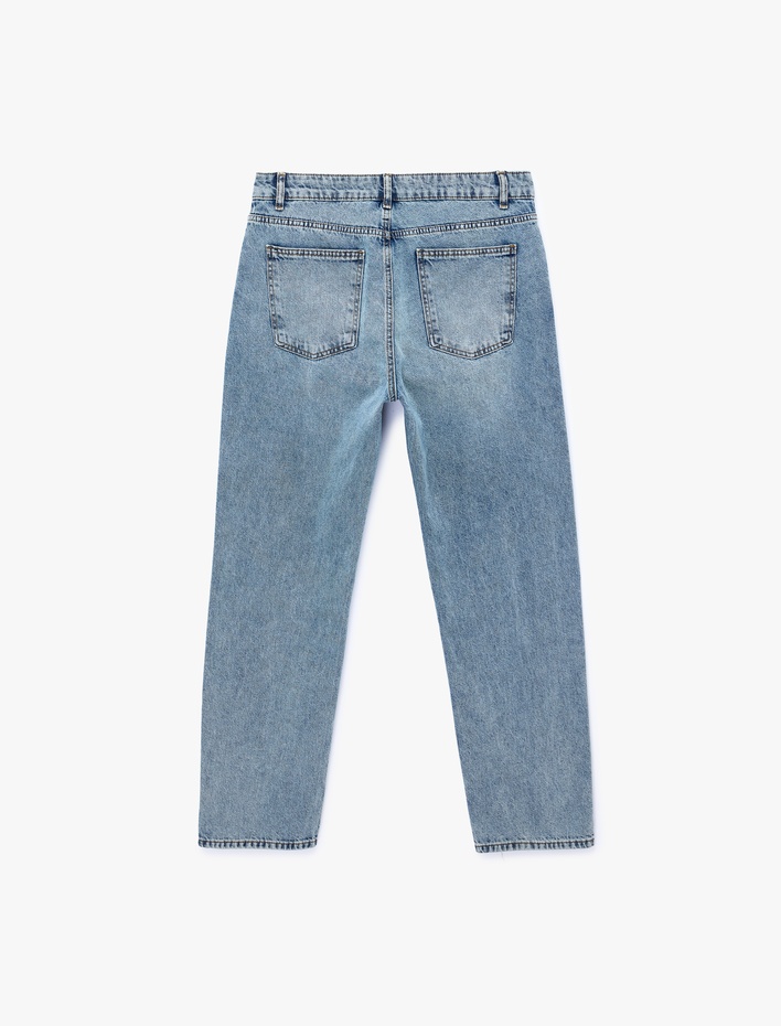  Pamuklu Normal Bel Vintage Straight Jean Pantolon
