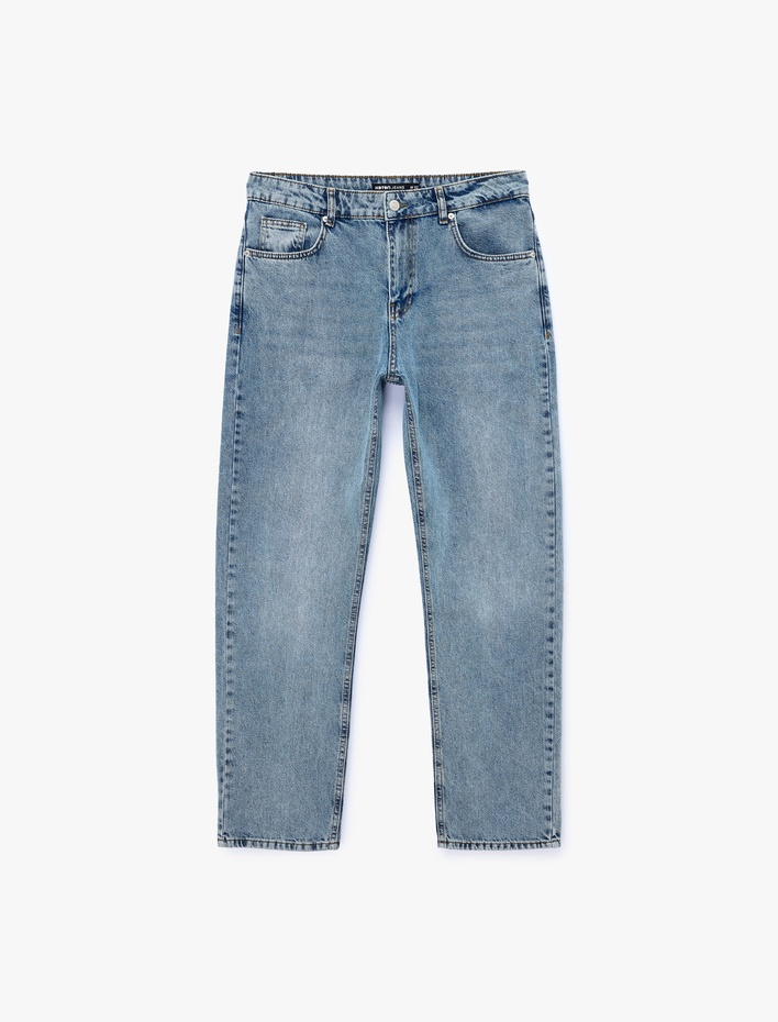  Pamuklu Normal Bel Vintage Straight Jean Pantolon