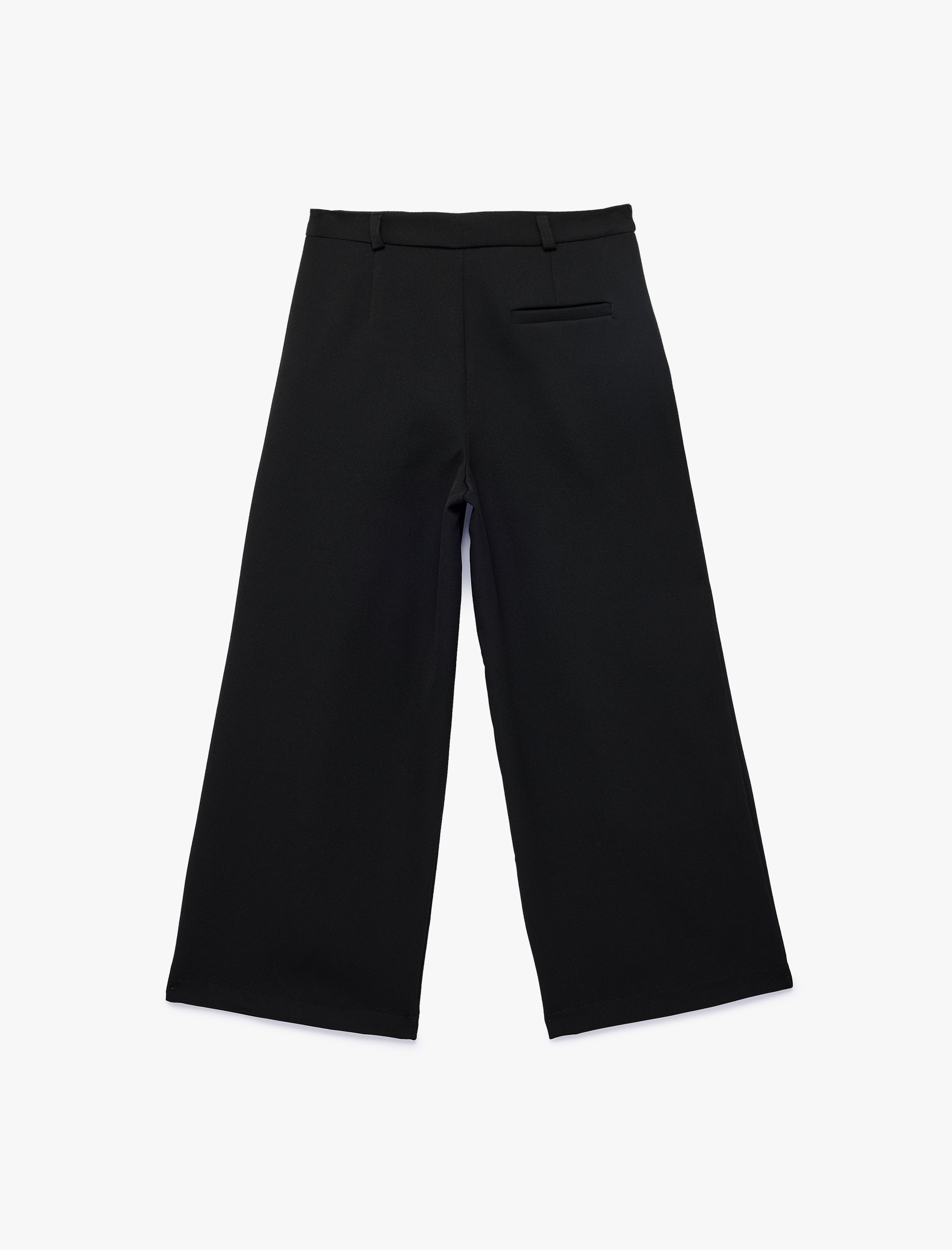  Kız Çocuk Beli Lastikli Cepli Geniş Paça Pantolon