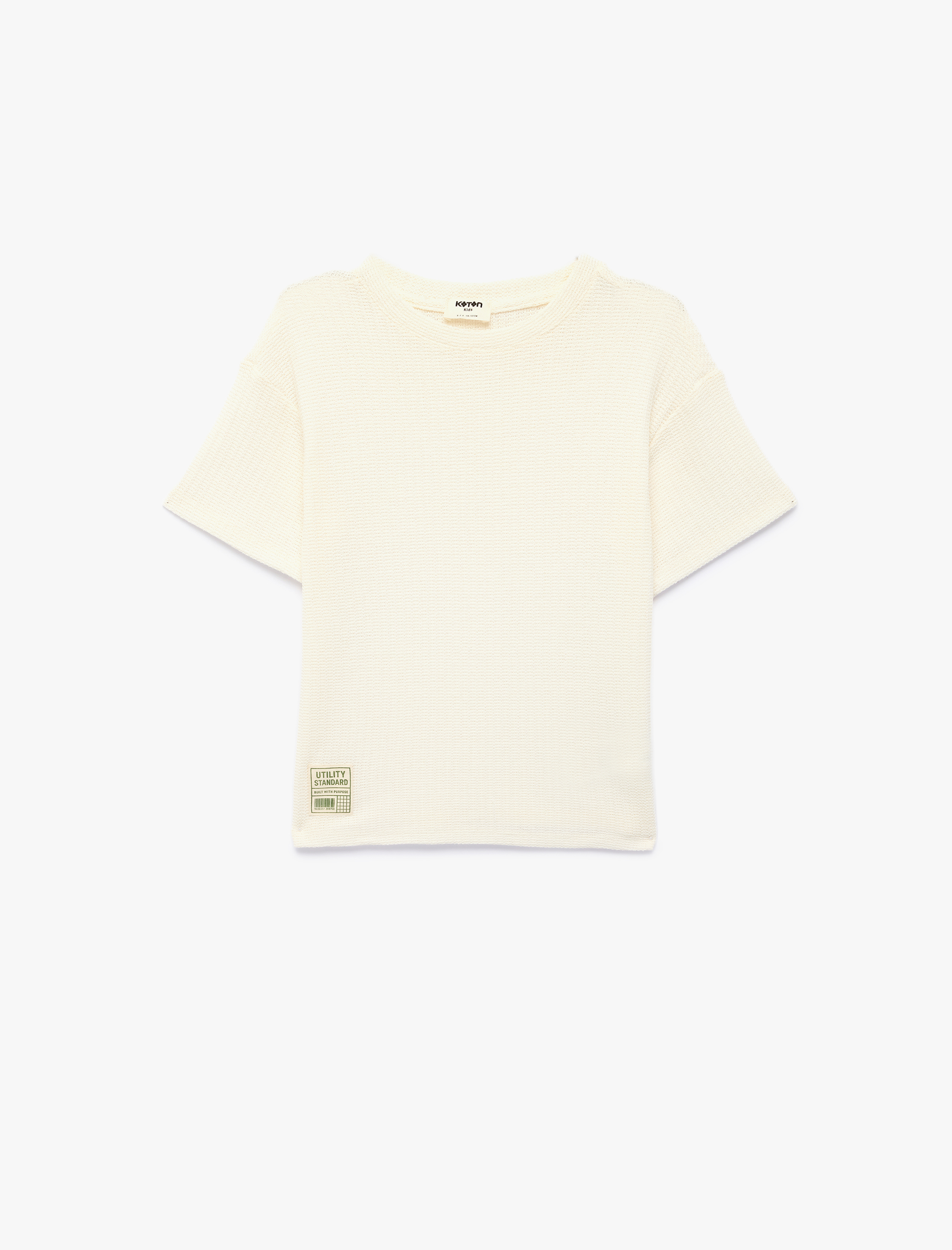  Erkek Çocuk Etiket Detaylı Bisiklet Yaka Kısa Kollu Tişört