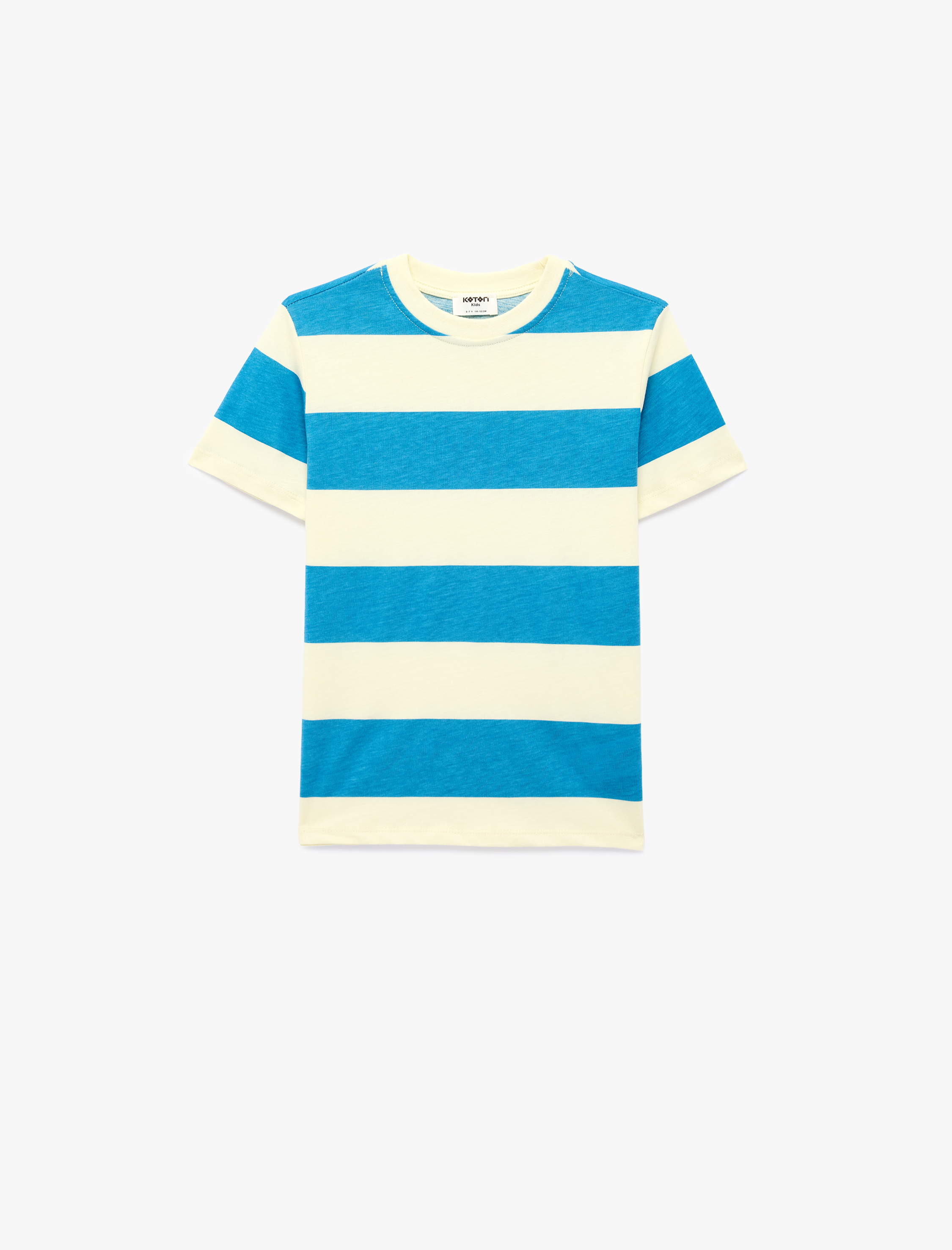  Erkek Çocuk Bisiklet Yaka Kısa Kollu Pamuklu Çizgili Tişört