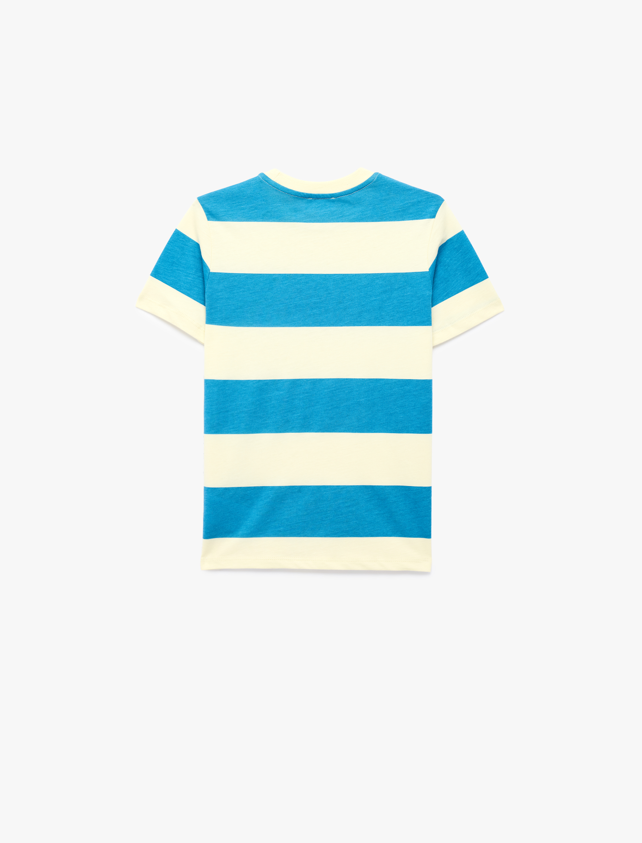  Erkek Çocuk Bisiklet Yaka Kısa Kollu Pamuklu Çizgili Tişört