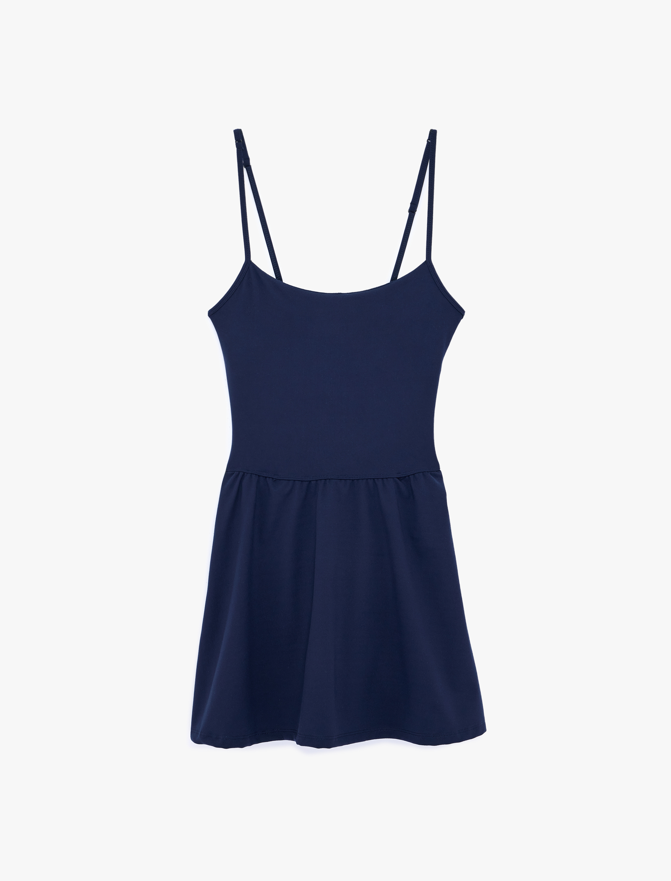   Slim Fit Kolsuz Çapraz İp Askılı Şortlu Mini Spor Elbise