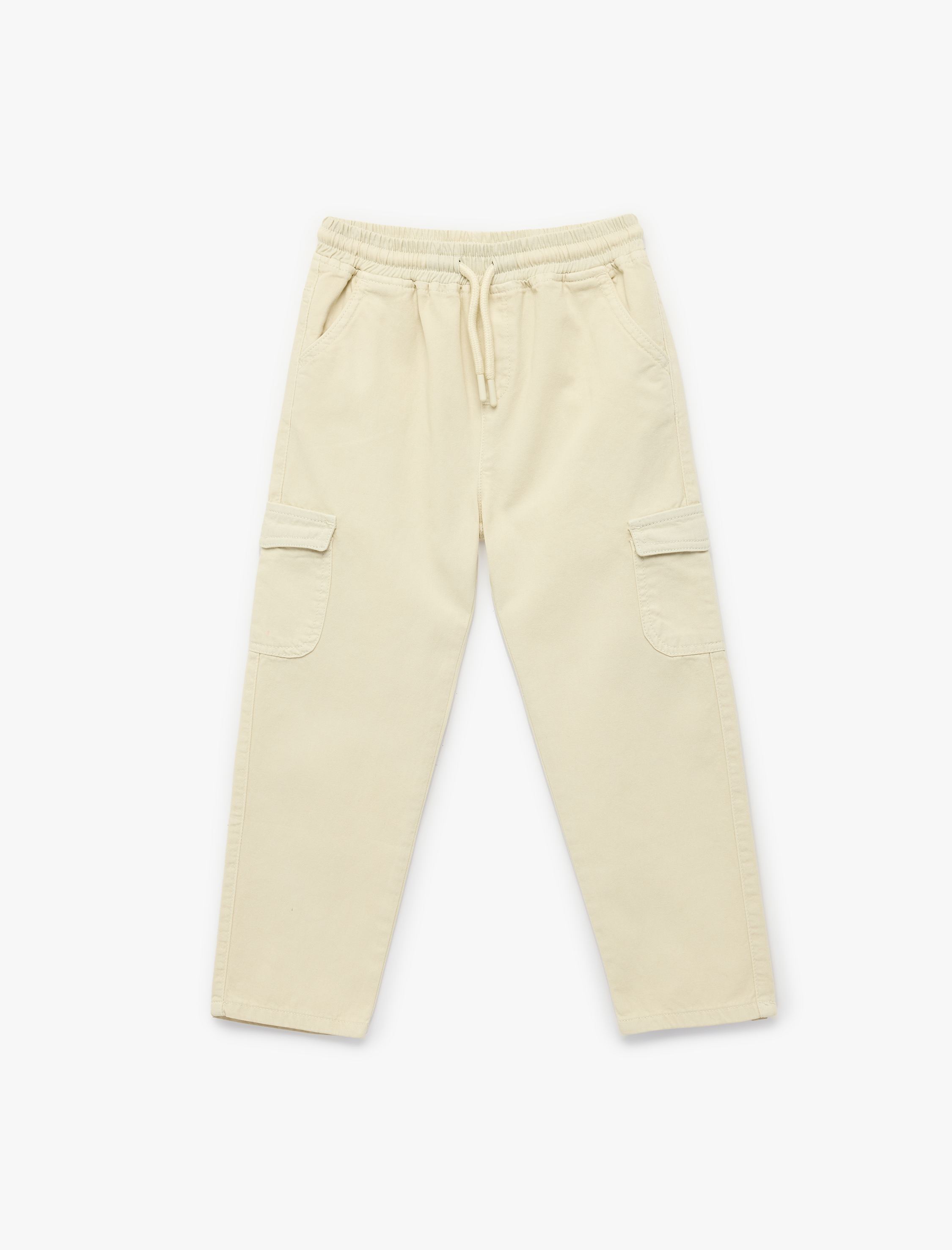  Erkek Bebek Pamuklu Beli Bağcıklı Gabardin Kargo Pantolon