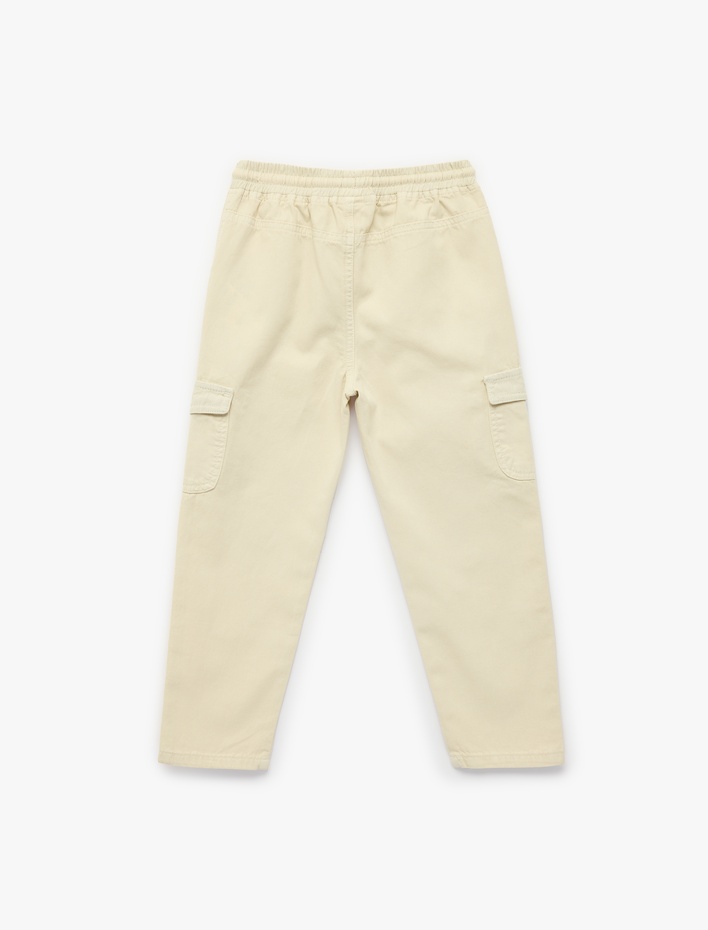Erkek Bebek Pamuklu Beli Bağcıklı Gabardin Kargo Pantolon