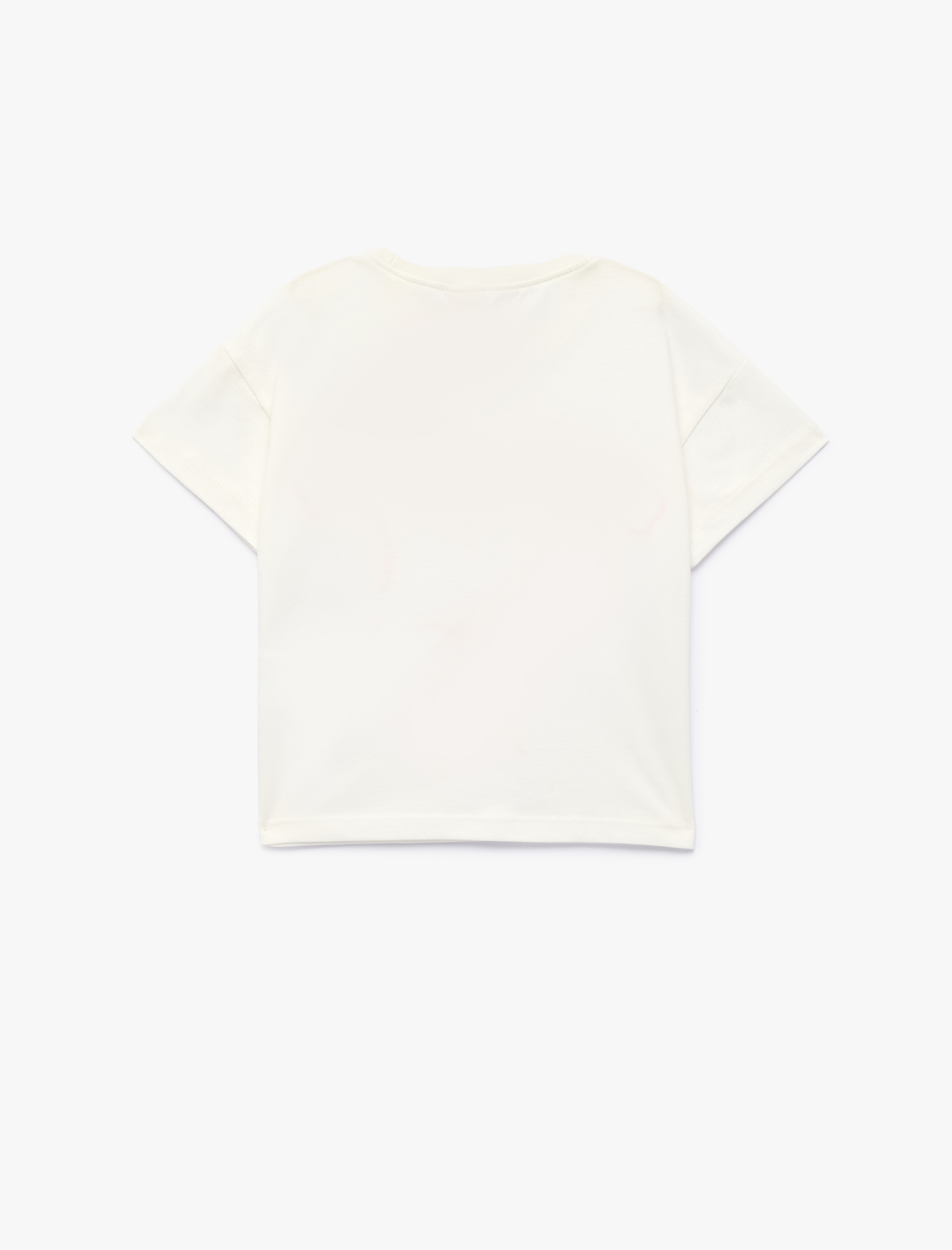  Kız Bebek Nakış Detaylı Bisiklet Yaka Kısa Kollu Pamuklu Tişört