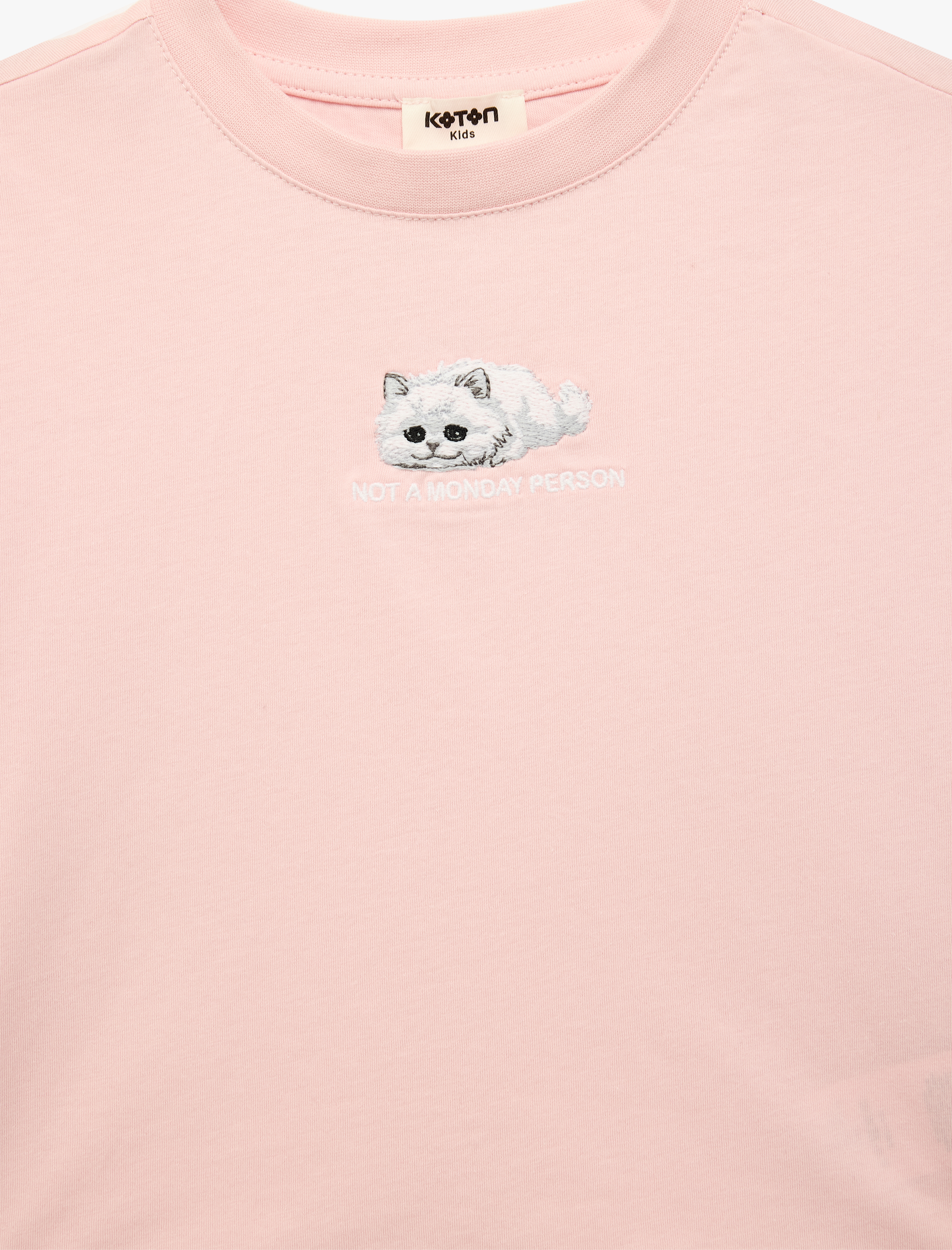  Kız Çocuk Kısa Kollu Bisiklet Yaka Nakışlı Pamuklu Tişört