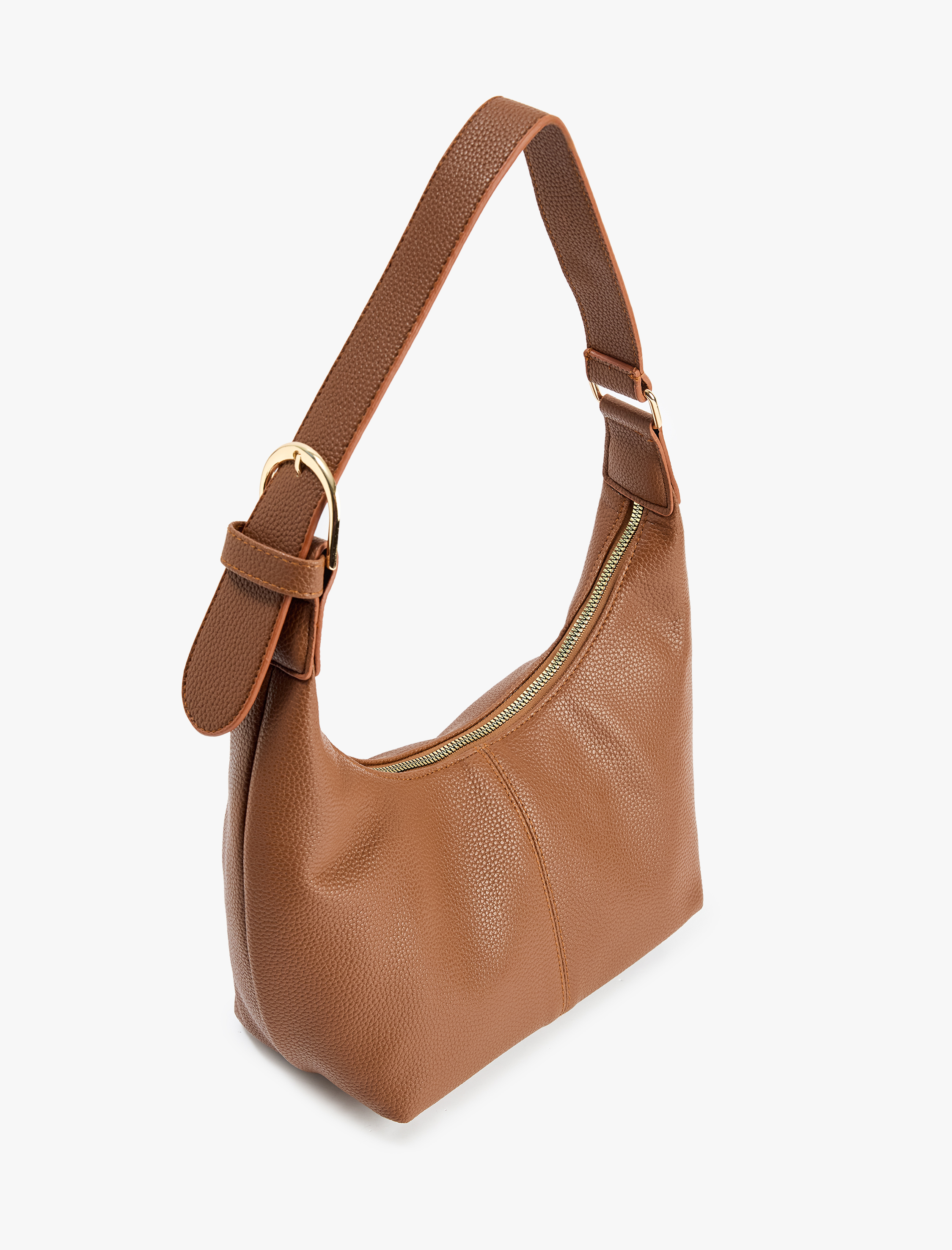  Kadın Suni Deri Fermuarlı Metal Aksesuarlı Omuz Çantası