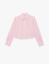 Uzun Kollu Poplin Çizgili Oversize Gömlek