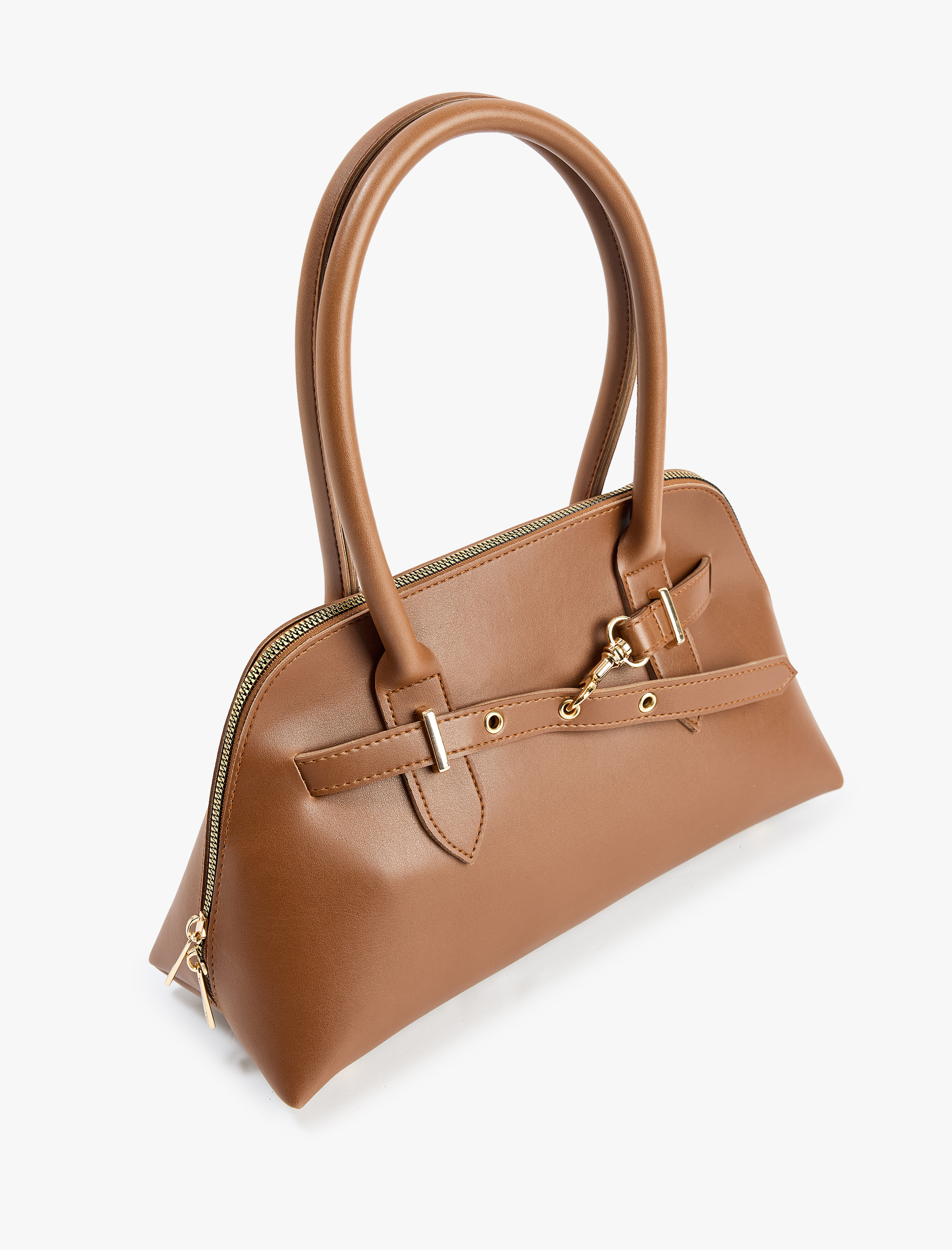  Kadın Suni Deri Metal Aksesuarlı Fermuarlı El Çantası