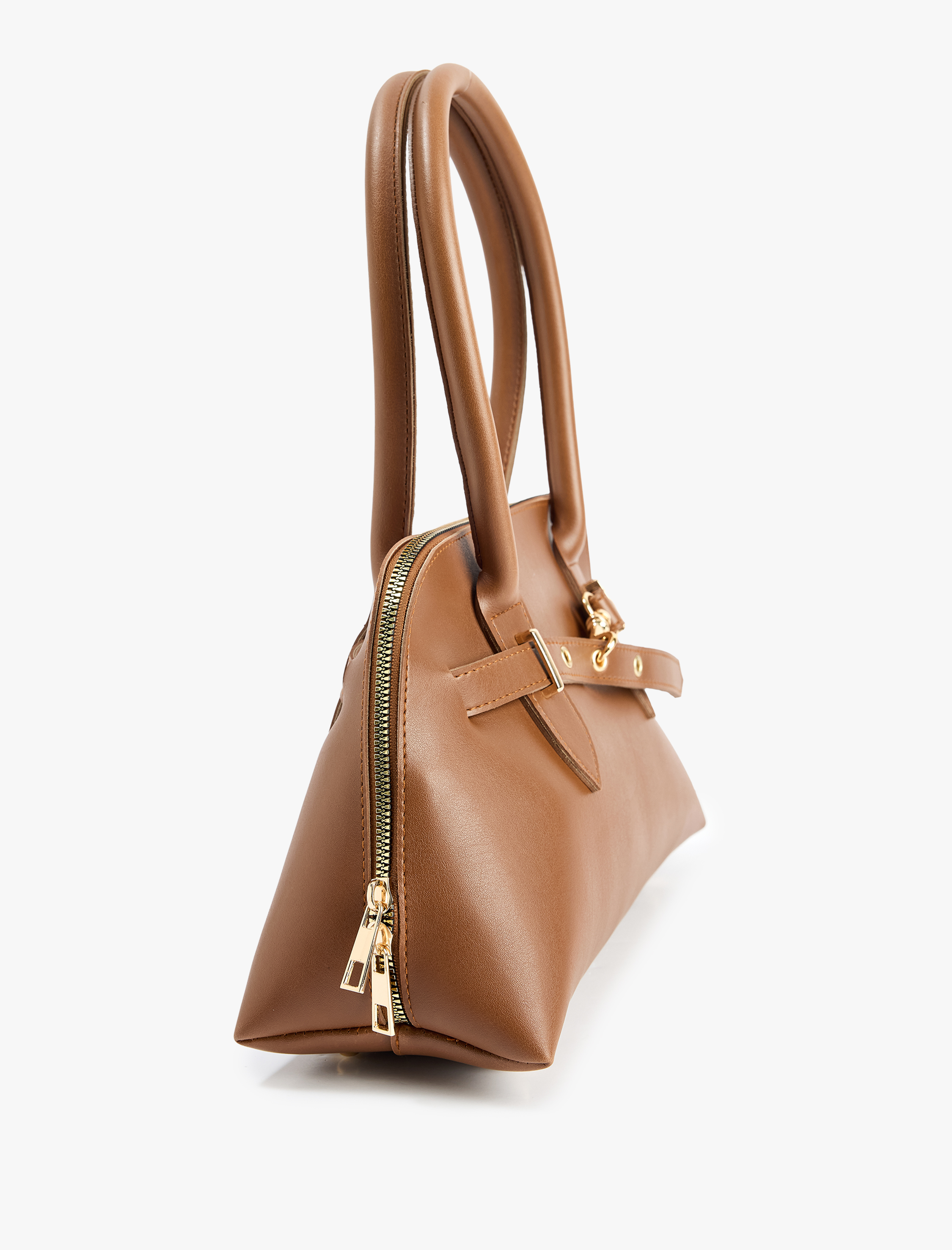  Kadın Suni Deri Metal Aksesuarlı Fermuarlı El Çantası