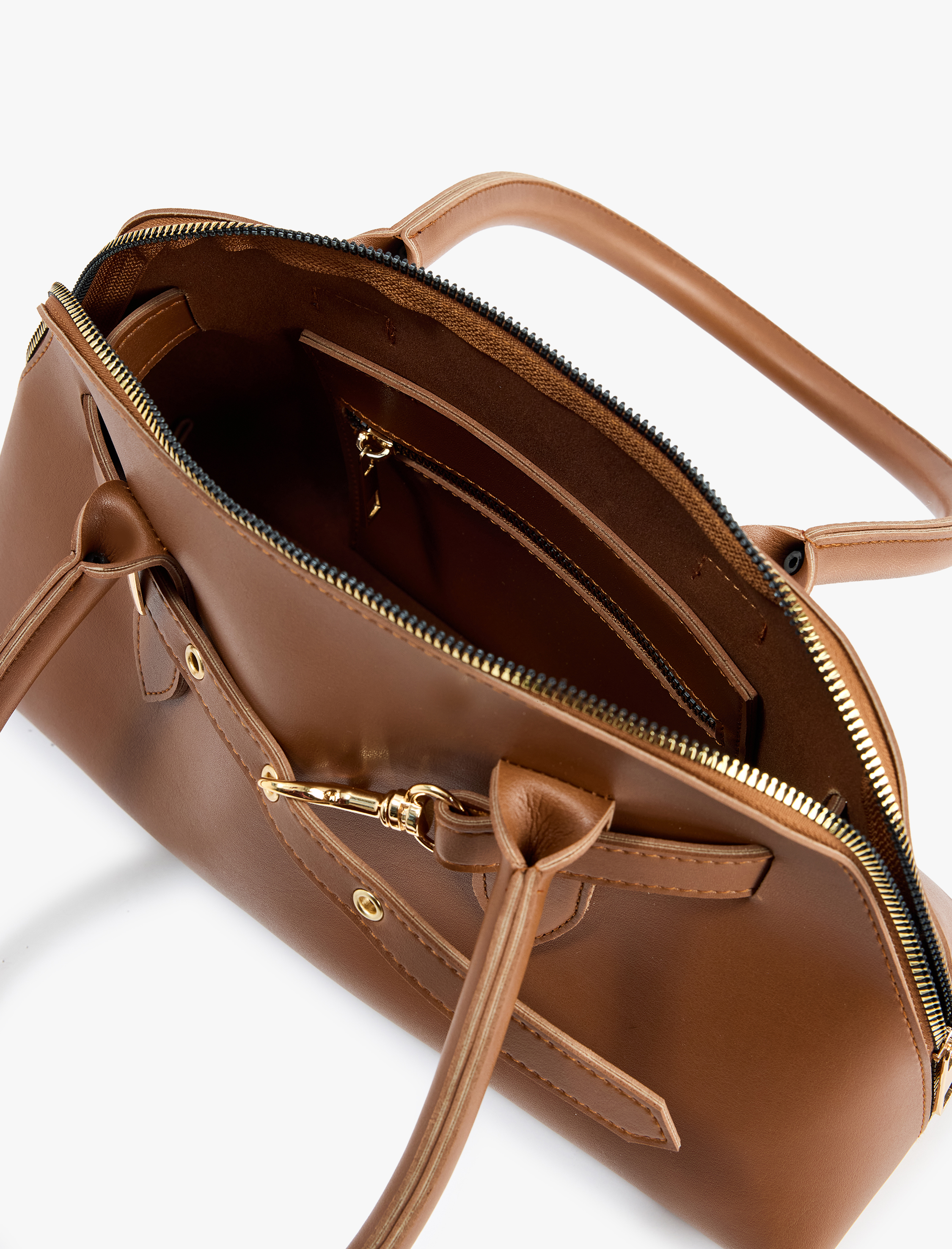  Kadın Suni Deri Metal Aksesuarlı Fermuarlı El Çantası