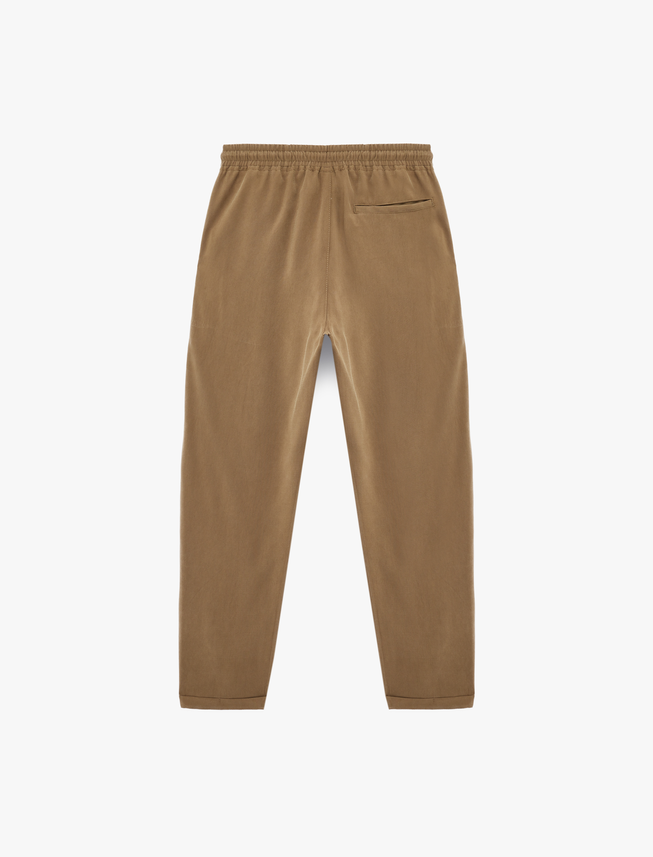   Viskon Cep Detaylı Duble Paça Beli Bağcıklı Pantolon