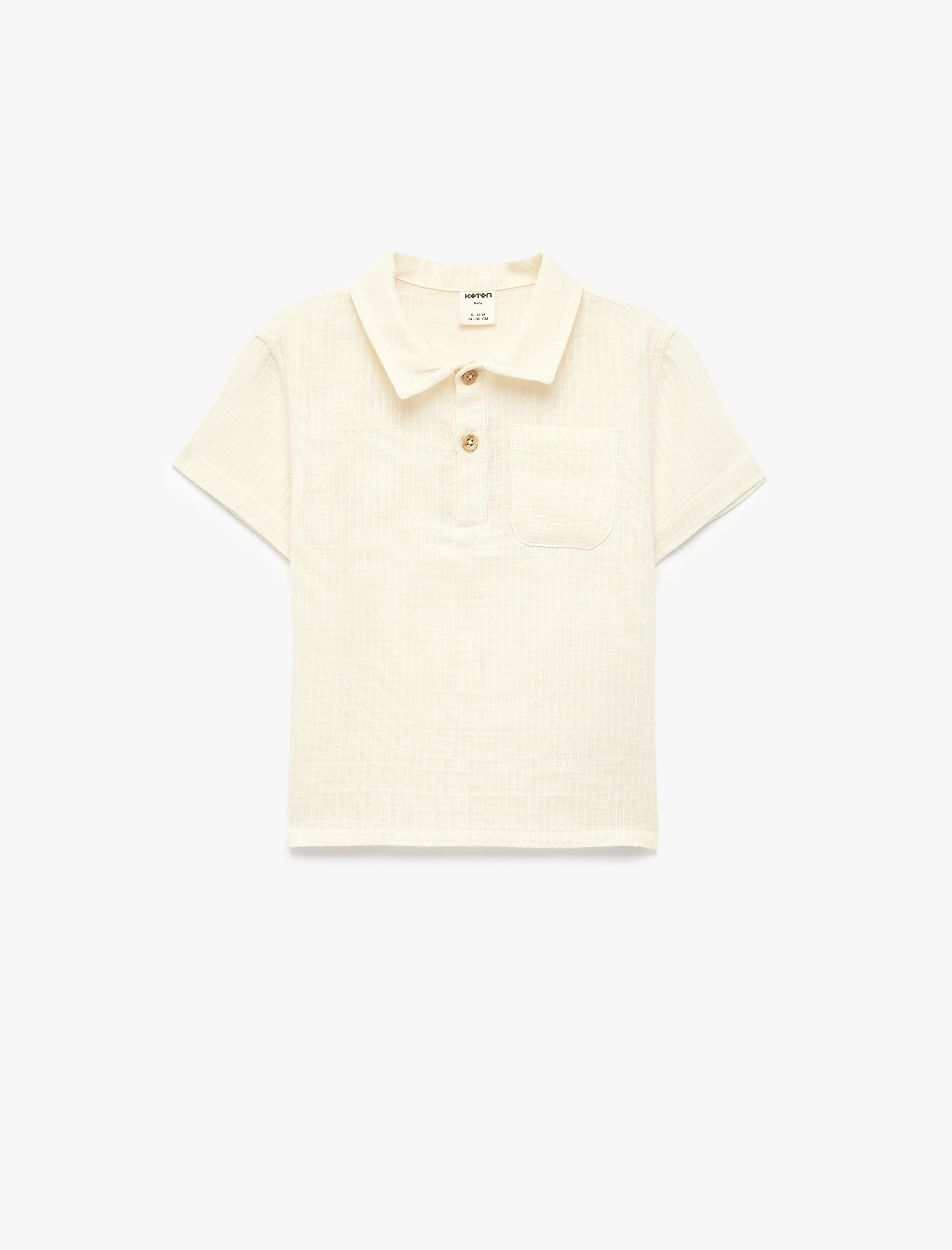  Erkek Bebek Pamuklu Yarım Kısa Kollu İtalyan Yaka Gömlek