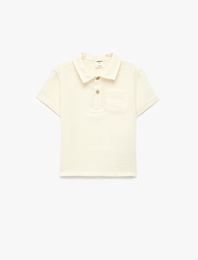 Pamuklu Yarım Kısa Kollu İtalyan Yaka Gömlek