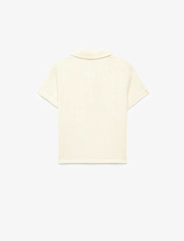 Erkek Bebek Pamuklu Yarım Kısa Kollu İtalyan Yaka Gömlek