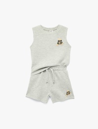 Pamuklu Baskılı Atlet ve Şort Takım - 2'li Set