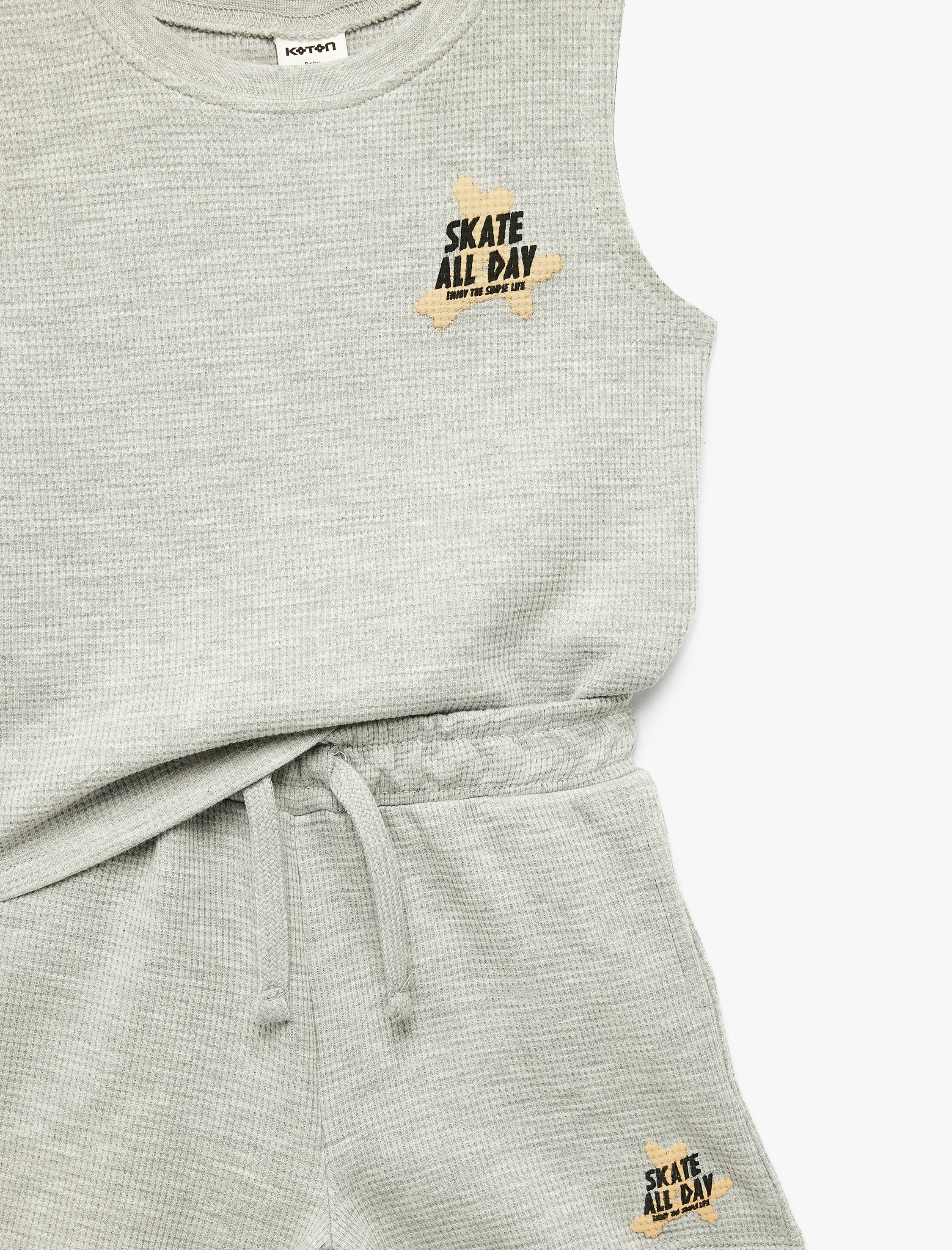  Erkek Bebek Pamuklu Baskılı Atlet ve Şort Takım - 2'li Set