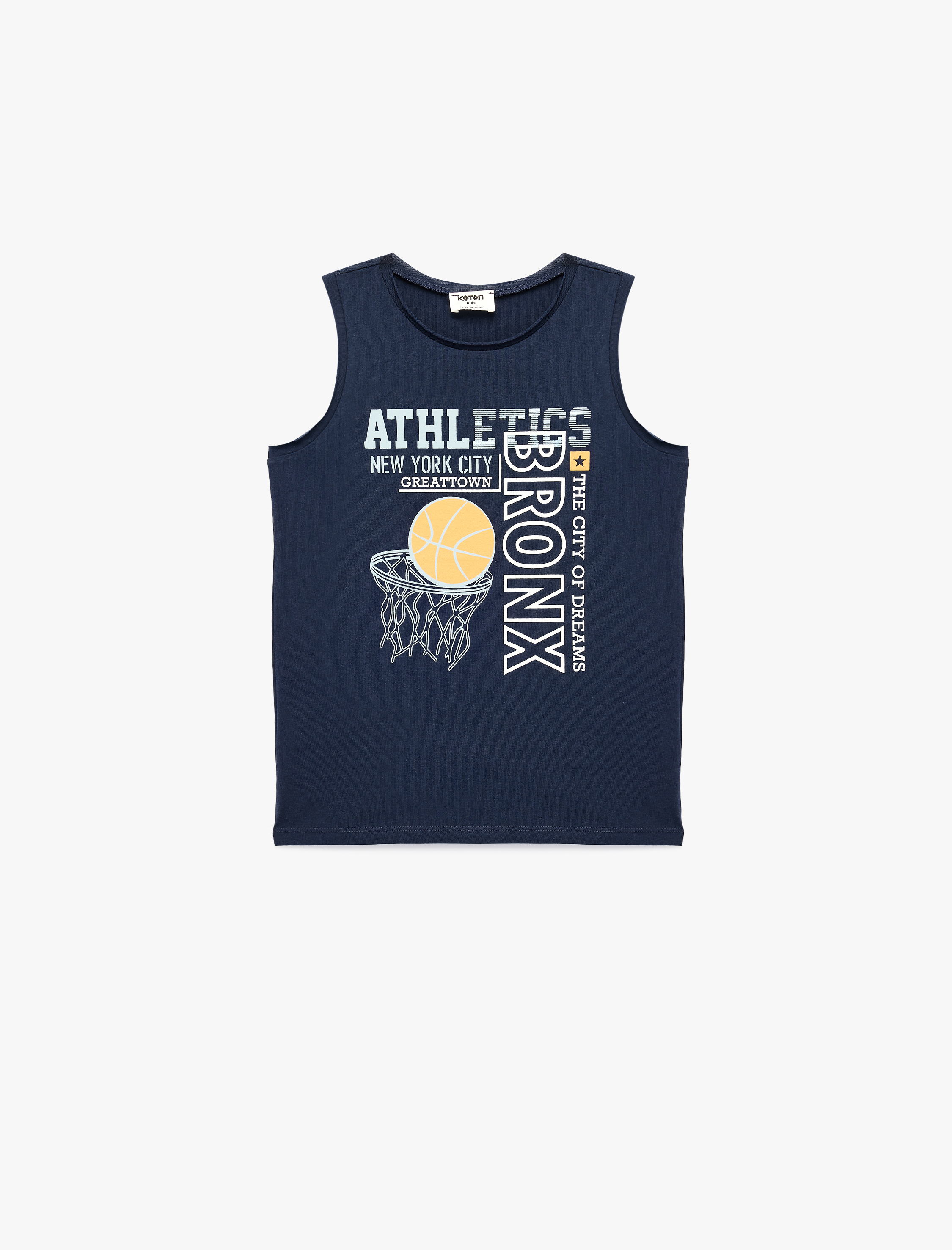  Erkek Çocuk Pamuklu Kolsuz Bisiklet Yaka Baskılı Atlet