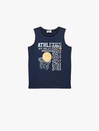 Pamuklu Kolsuz Bisiklet Yaka Baskılı Atlet