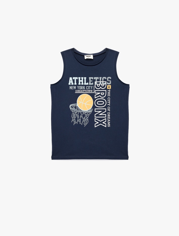 Erkek Çocuk Pamuklu Kolsuz Bisiklet Yaka Baskılı Atlet