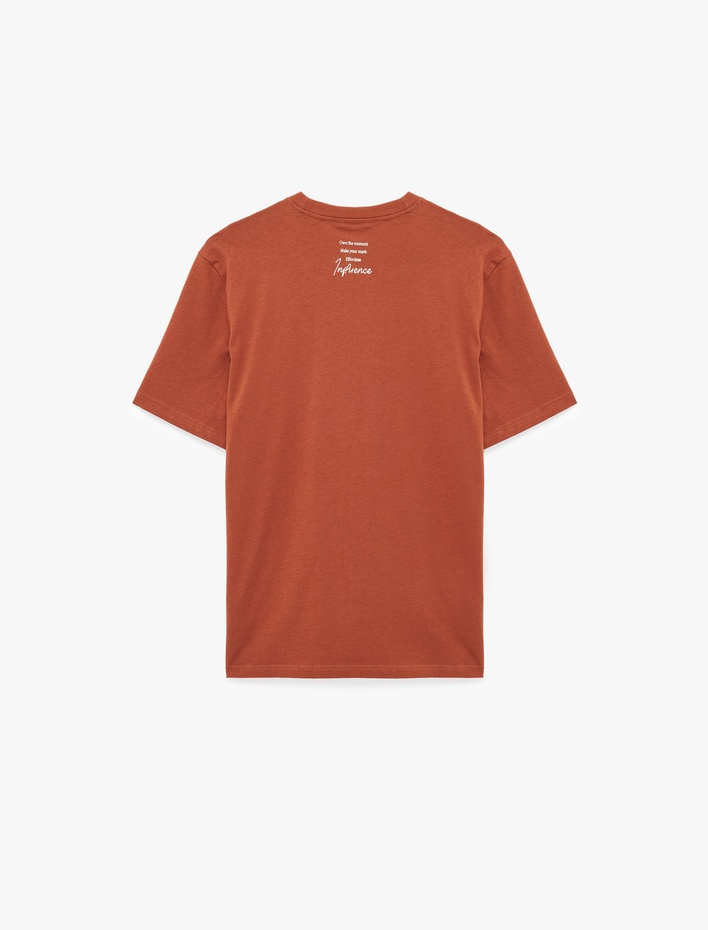  Regular Fit Kısa Kollu Bisiklet Yaka Pamuklu Baskılı Tişört