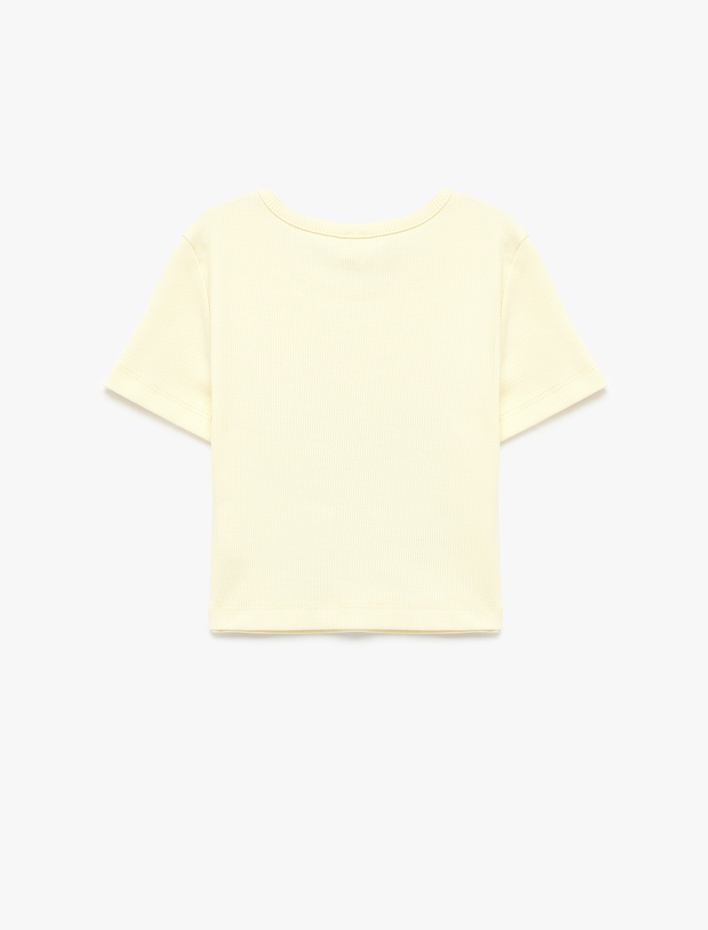 Kız Çocuk Baskılı Kısa Kollu Bisiklet Yaka Pamuklu Tişört