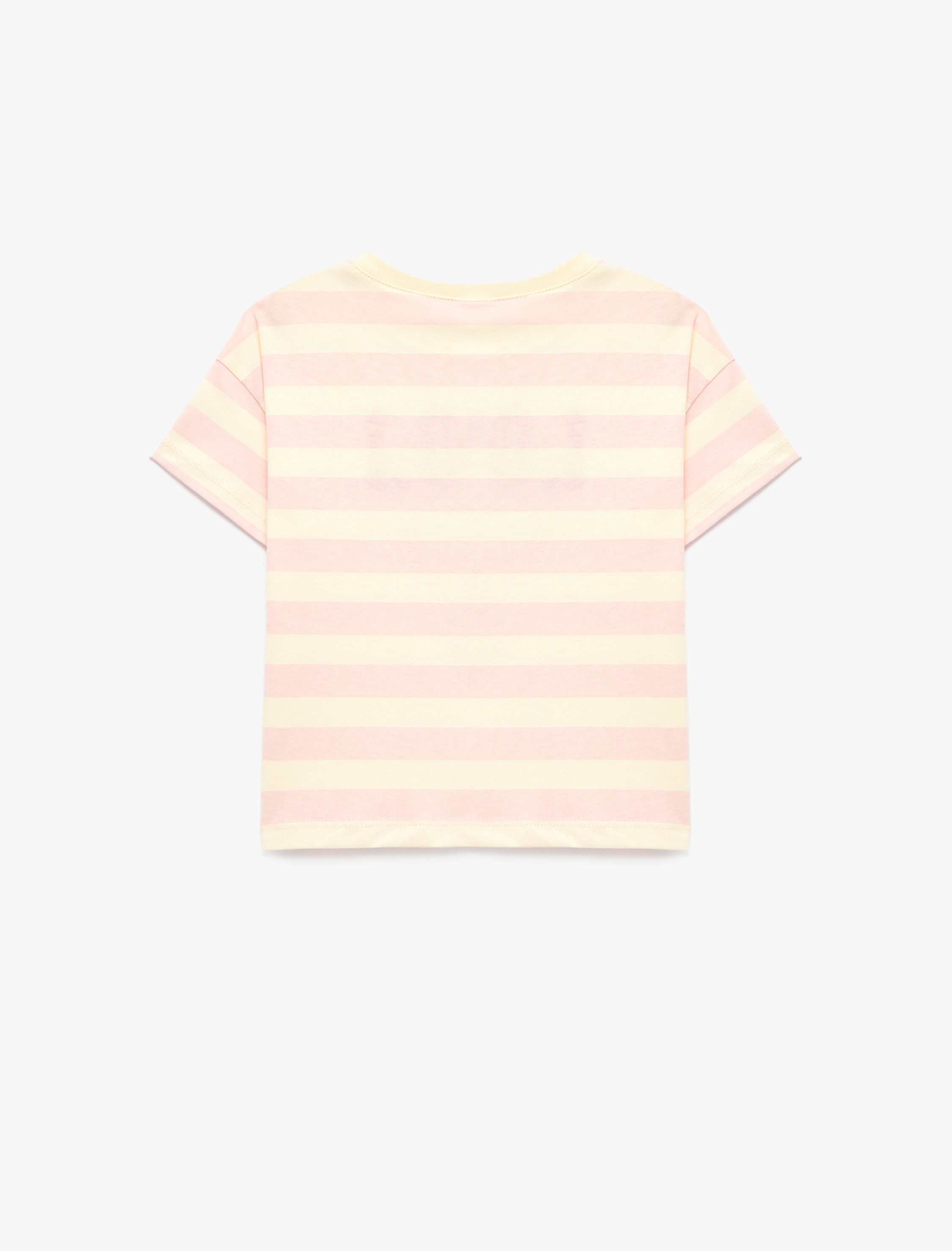  Kız Bebek Kısa Kollu Bisiklet Yaka Nakışlı Pamuklu Tişört