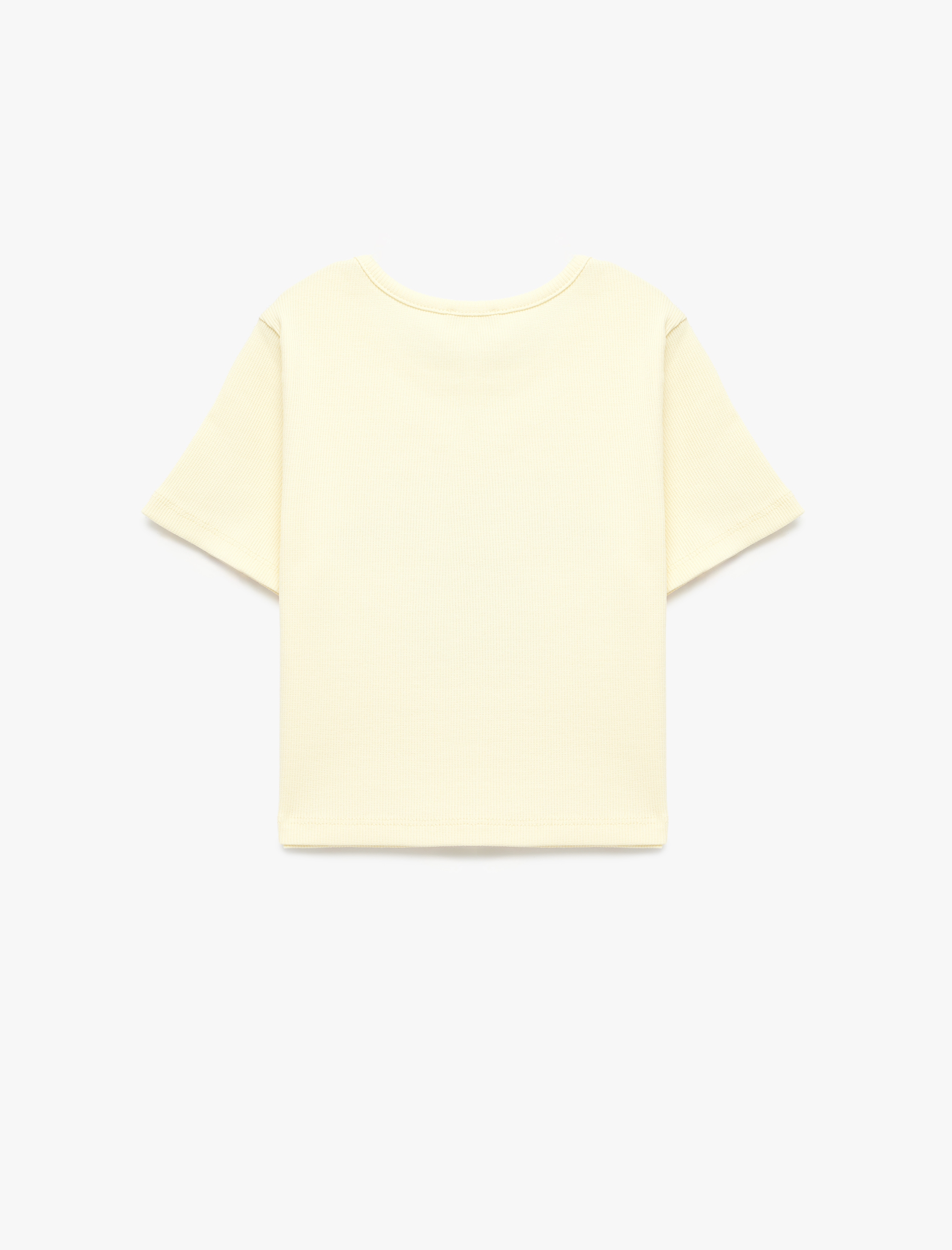  Kız Çocuk Kısa Kollu Bisiklet Yaka Baskılı Pamuklu Tişört