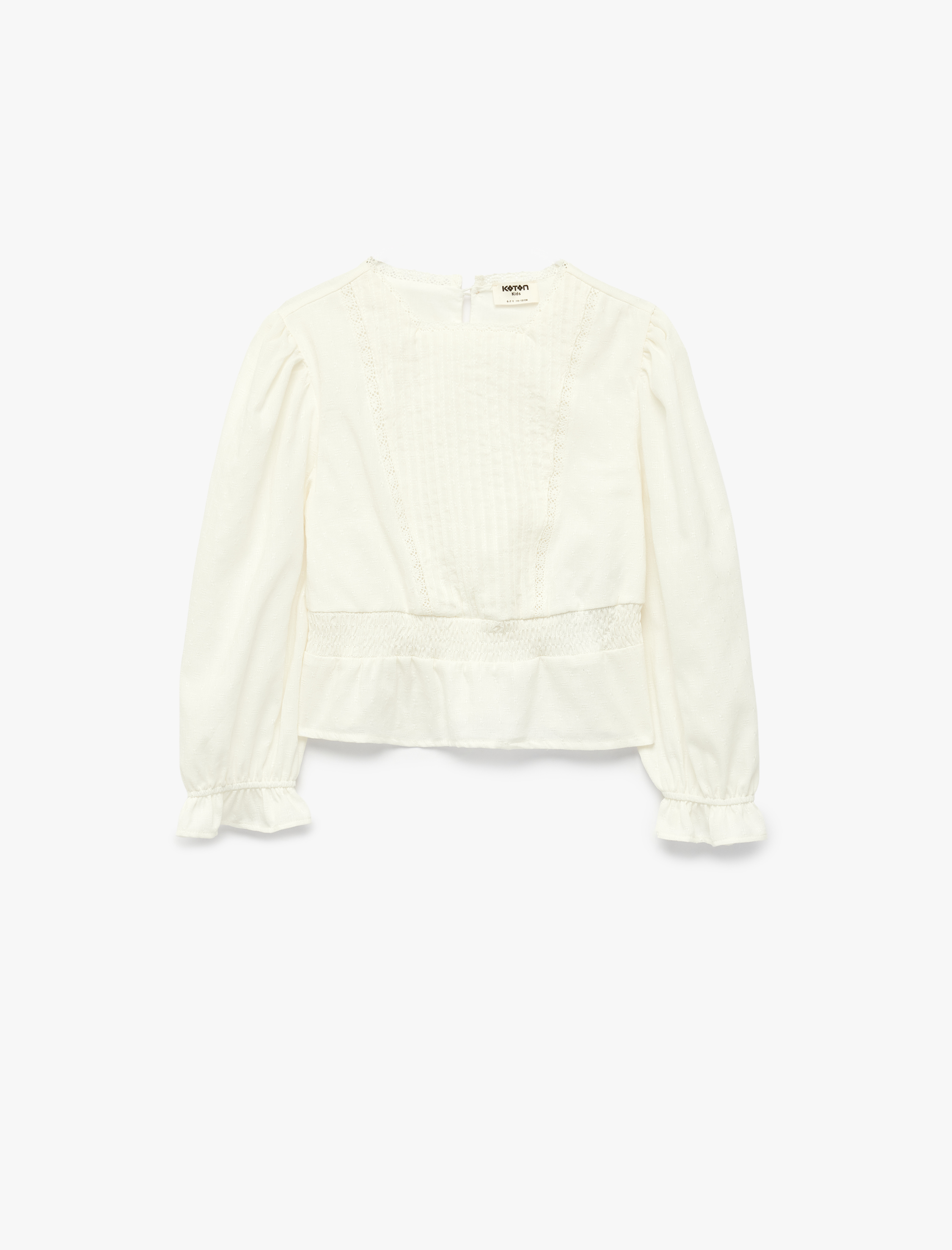  Kız Çocuk Uzun Kollu Kare Yaka Viskon Karışımlı Fırfırlı Bluz