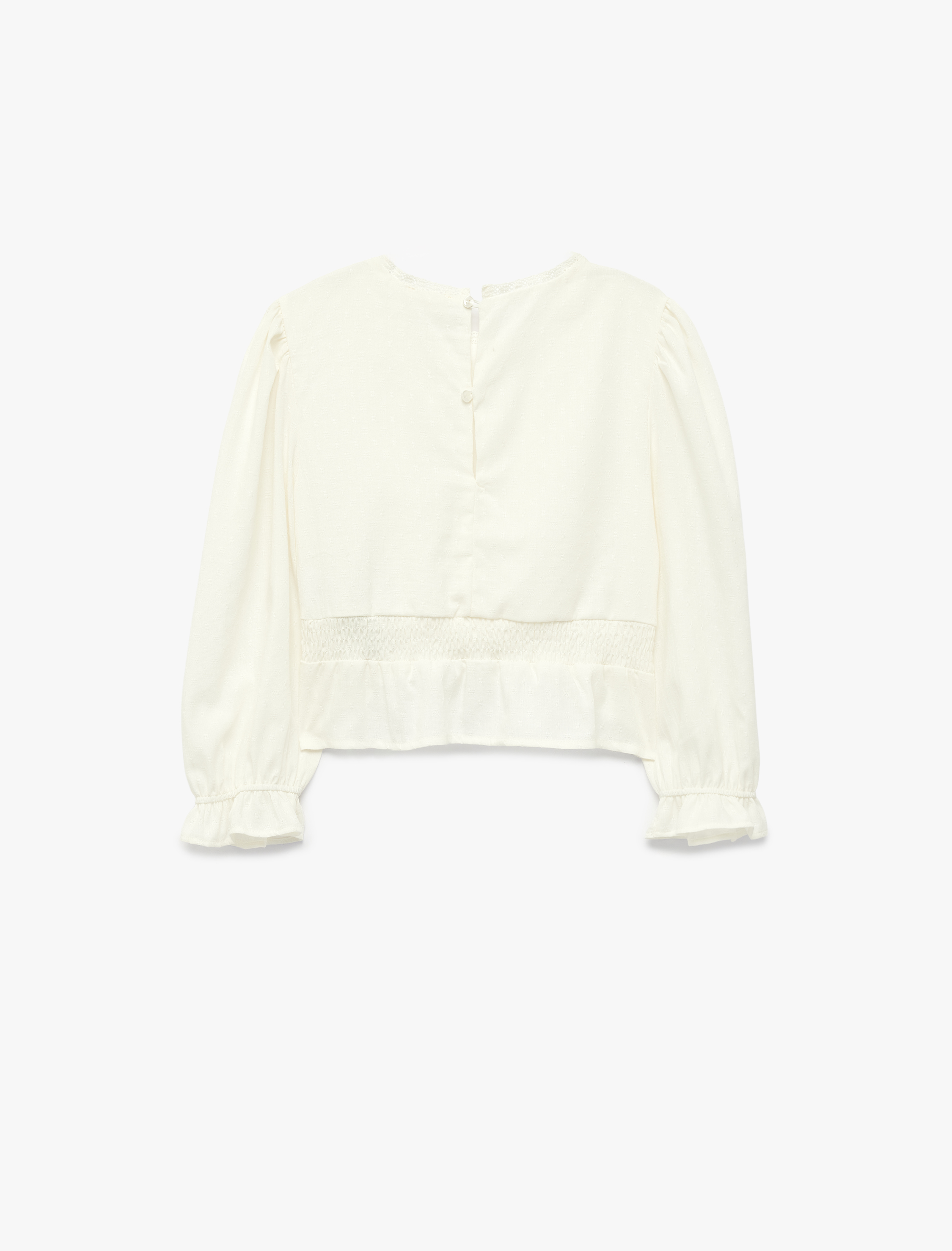  Kız Çocuk Uzun Kollu Kare Yaka Viskon Karışımlı Fırfırlı Bluz