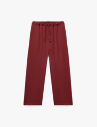 Beli Bağlamalı Viskon Karışımlı Geniş Paça Pantolon