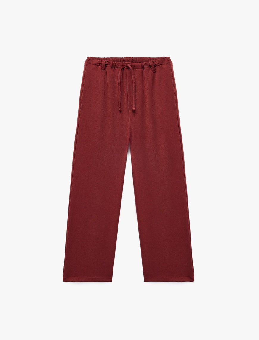 Koton Viskon Karışımlı Beli Bağlamalı Geniş Paça Pantolon
