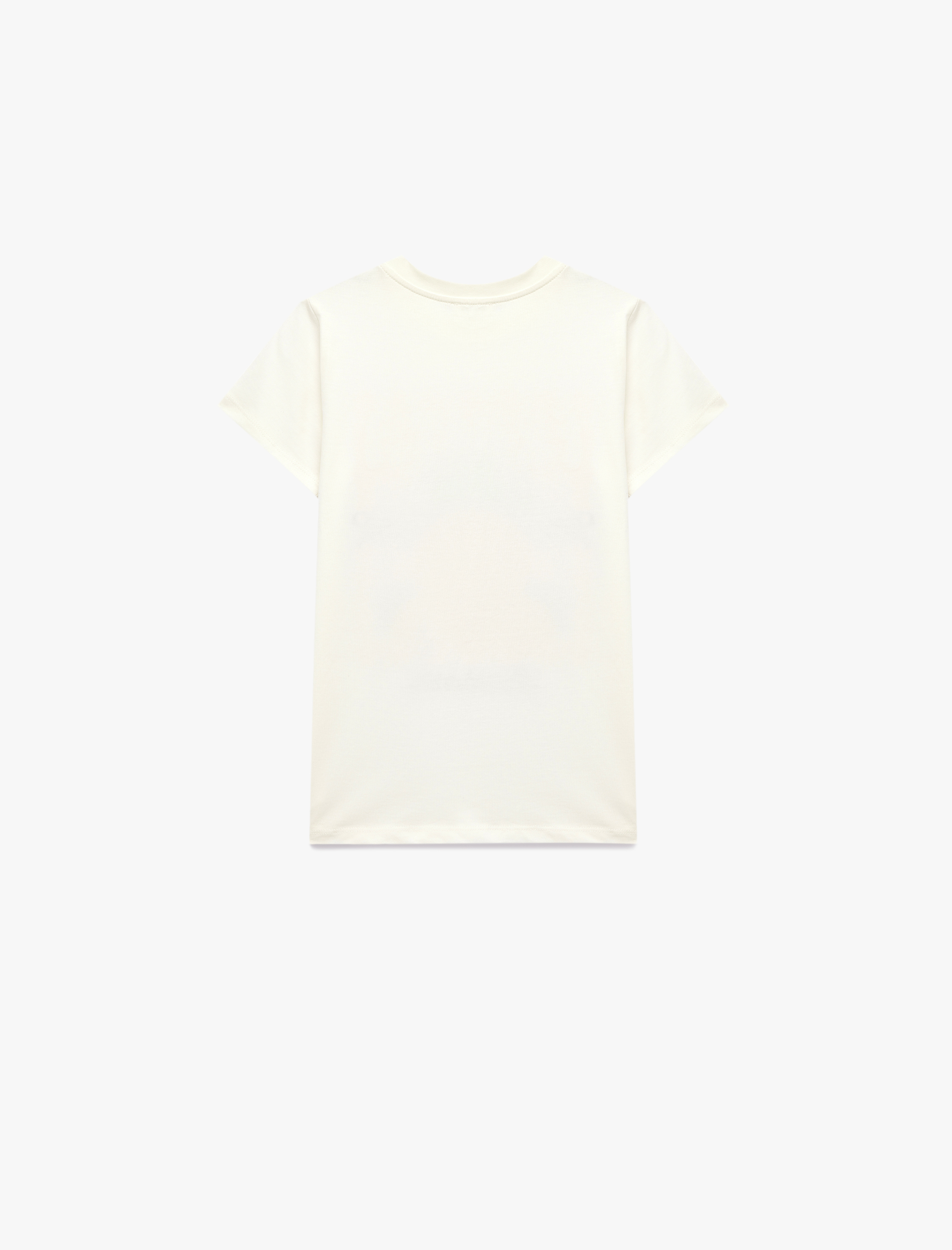  Kız Çocuk Çilek Baskılı Kısa Kollu Bisiklet Yaka Pamuklu Tişört