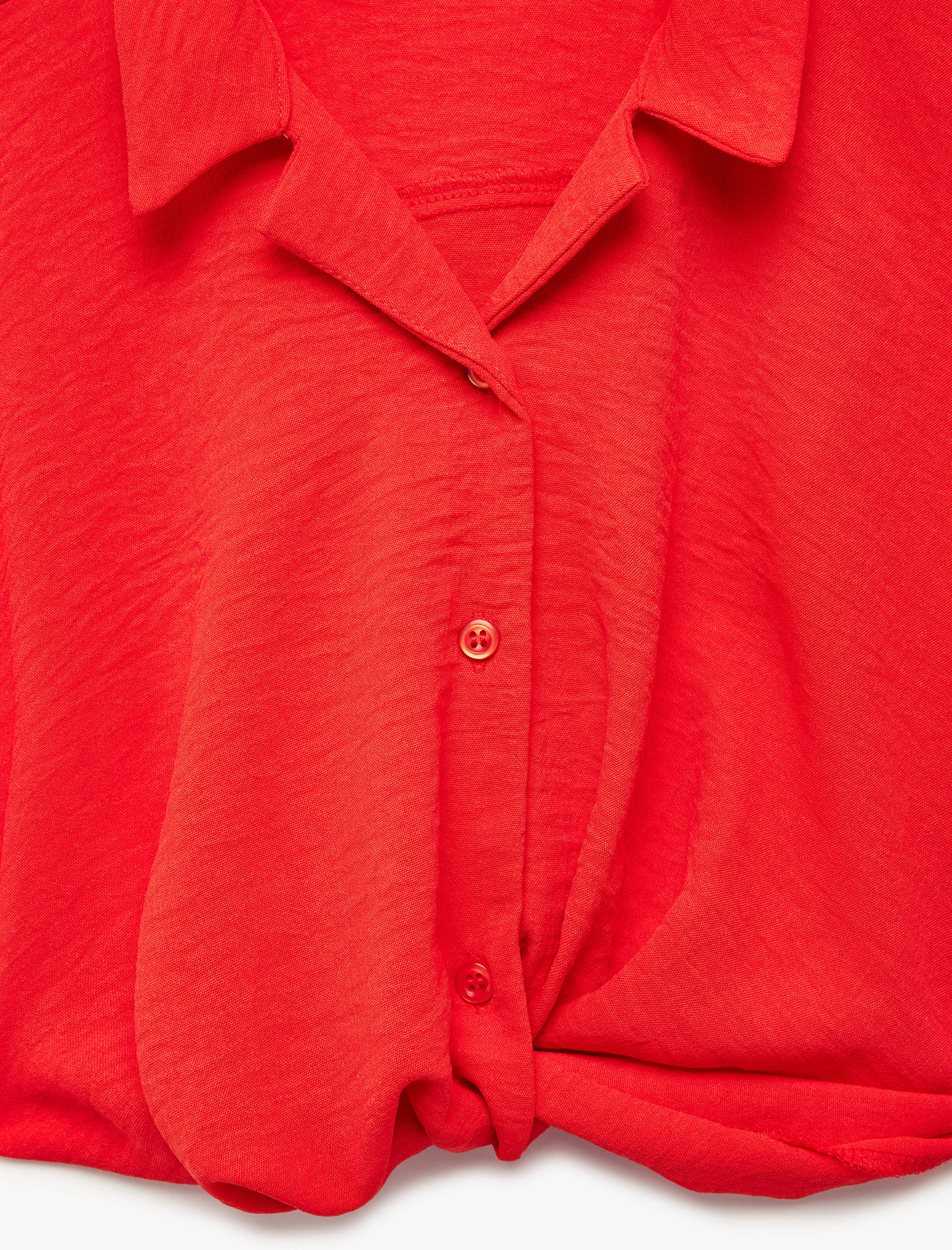  Kız Çocuk Bağlama Detaylı Düğmeli Kolsuz Crop Gömlek