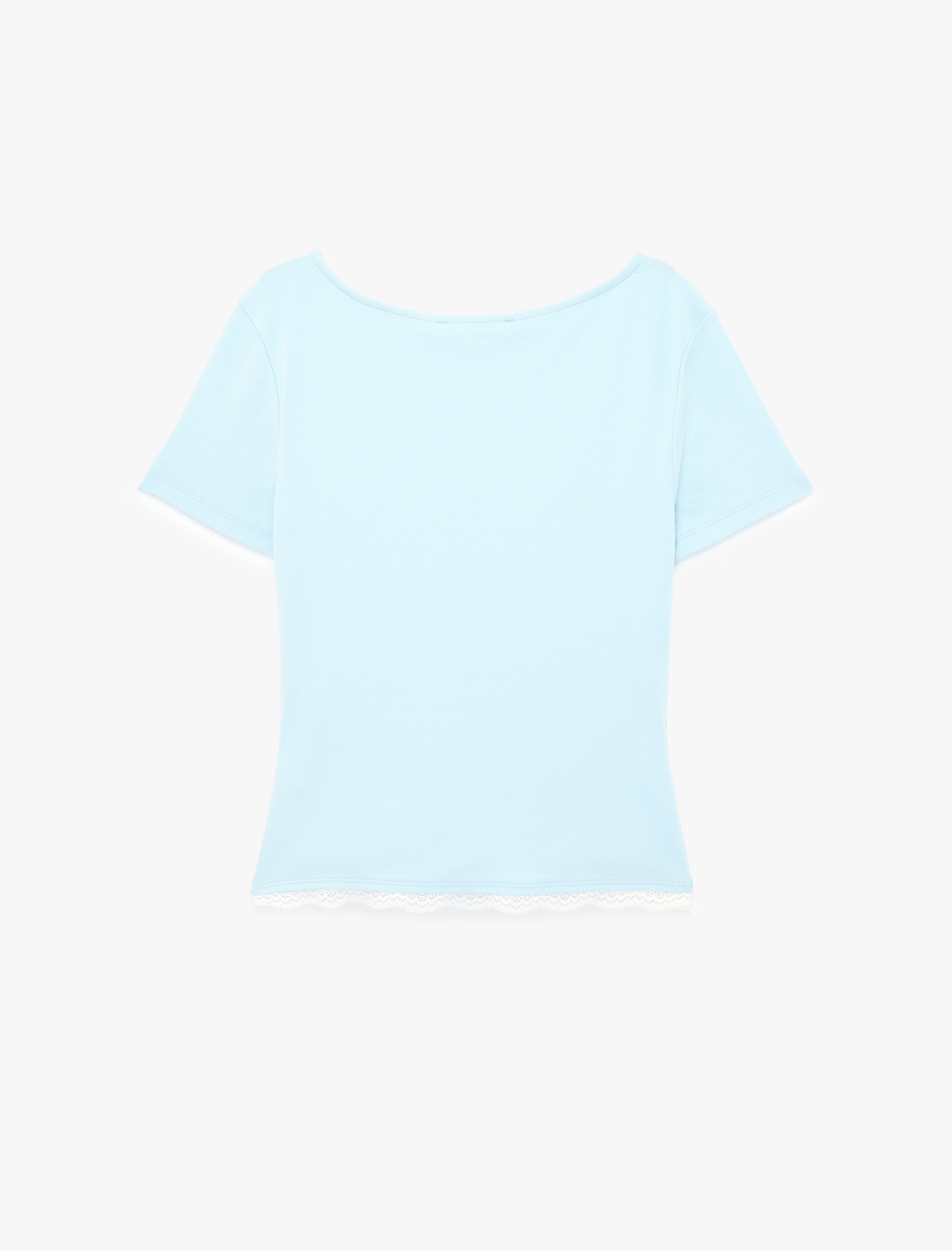   Pamuklu Drape Detaylı Kısa Kollu Bisiklet Yaka Tişört