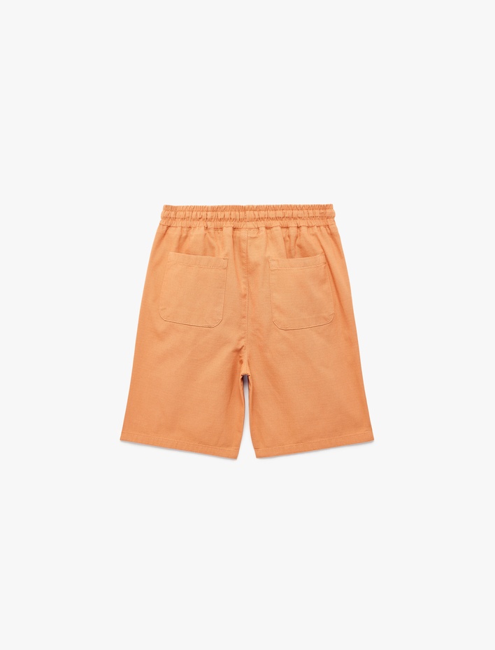 Erkek Çocuk Beli Bağcıklı Cepli Pamuklu Şort