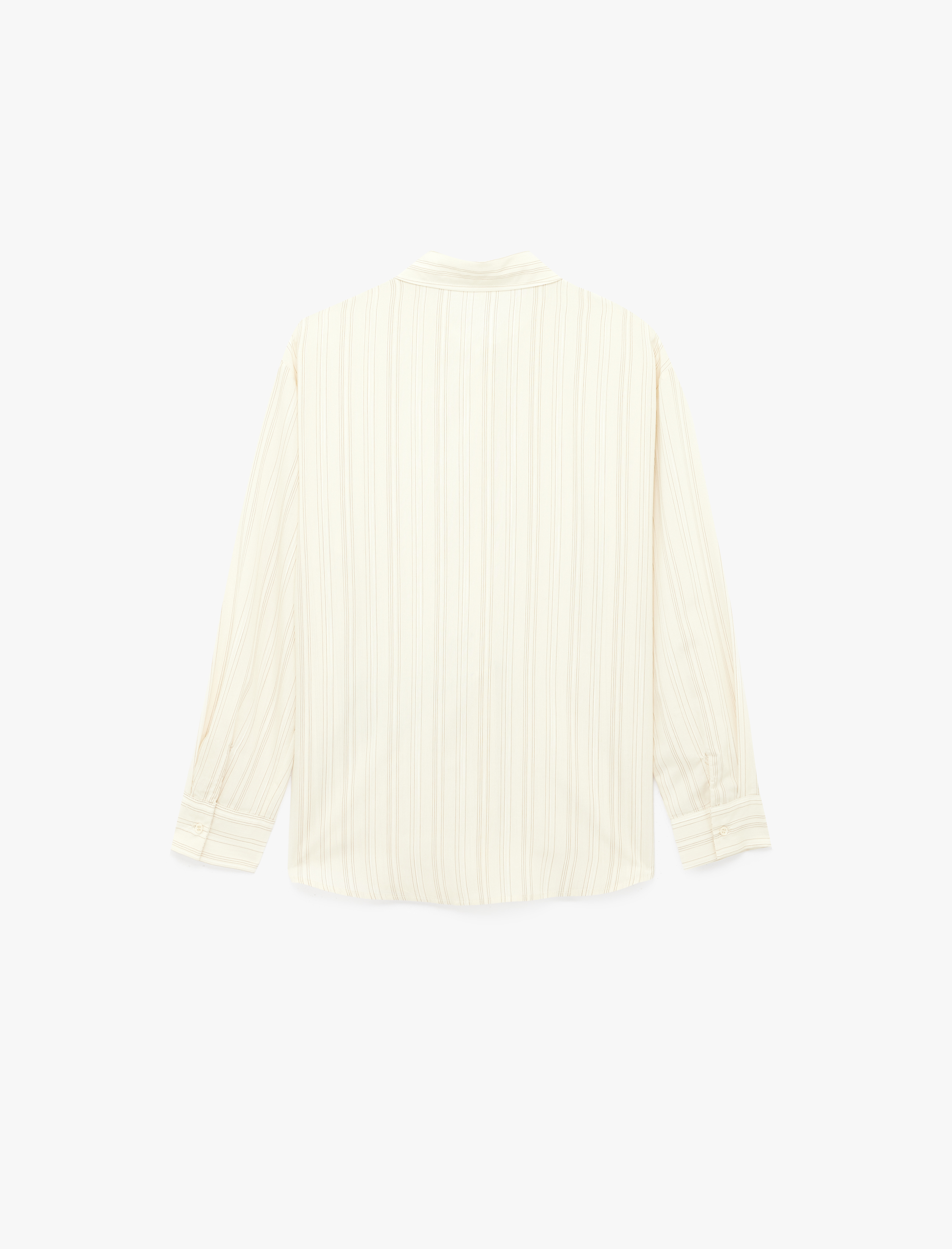   Aksesuar Kemer Detaylı Uzun Kollu Çizgili Oversize Gömlek